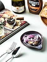 Vista 5 de Reposa Cucharas, Soporte de Cuchara de Cerámica con Bandeja de Goteo Profunda para Utensilios de Estufa, Soporte para Encimera, con Mango para Fácil