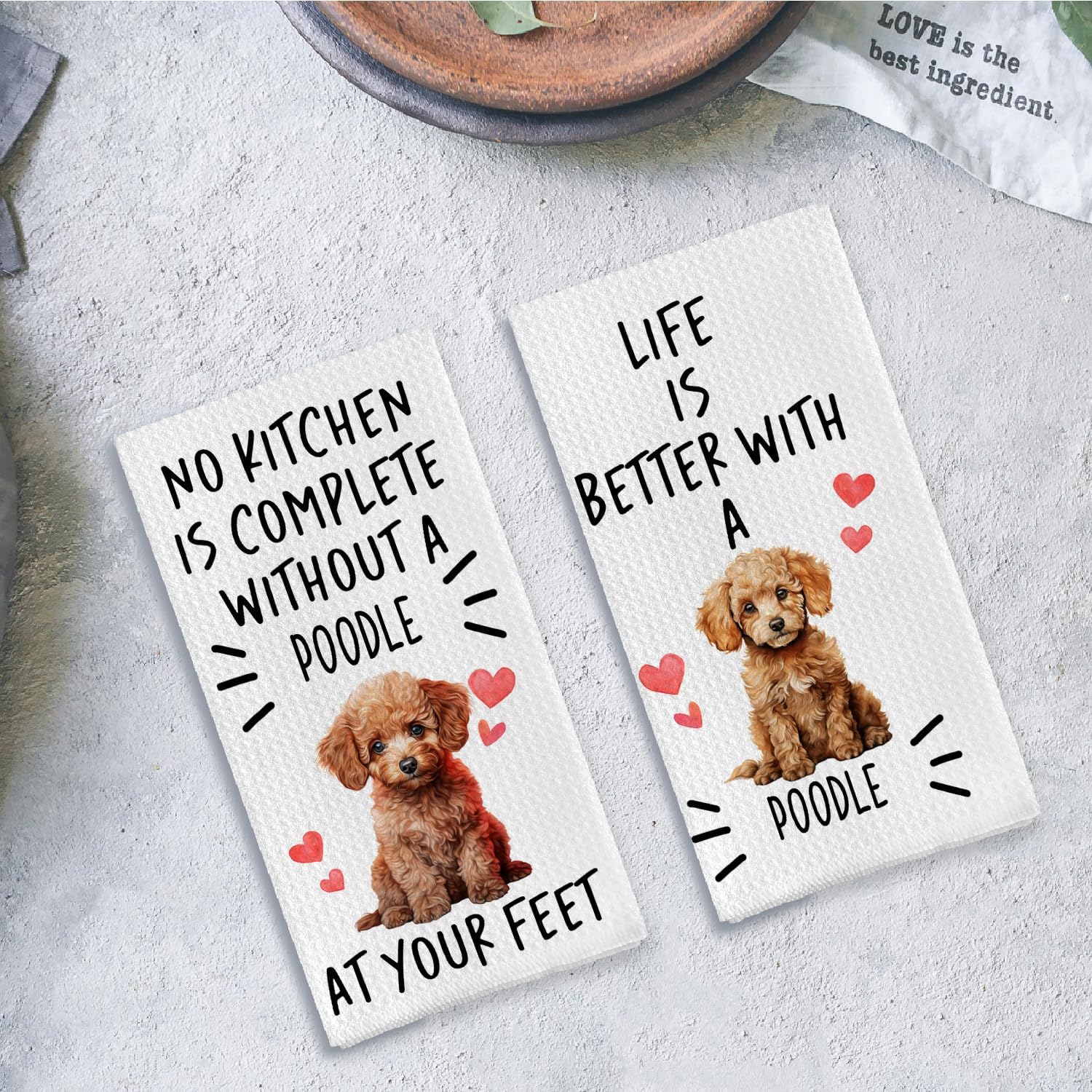 Poodle Gifts Kitchen Towels, Gifts for Poodle Lovers, Dog Lover Mom Dad Owner Gift Decorative Dish Tea Hand Towels for Kitchen, 16x24 Inch Set of 2 image 4