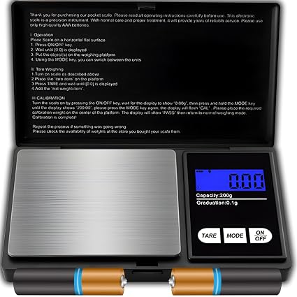 Retoo Cyfrowa Waga Kieszonkowa 200 g/0,01 g z Funkcją Tarowania i Wyświetlaczem LCD, Monetowa do Tabletek, Żywności, Mini Kuchenna, Biżuterii, Srebrno-Czarna