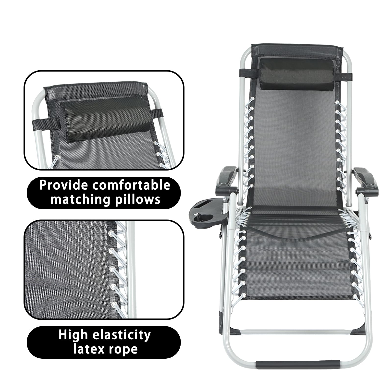 OHMG Sillas de Patio reclinables Tumbonas Cero Gravedad Tumbonas Jardín al Aire Libre Silla mecedora Cubierta para Playa Camping apoya 200 kg
