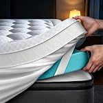 Mega Support Memory Foam Mattress Topper for Pressure Relief, Double Layer 2.5 Inch Mattress Pad, 2.5 Inch Cooling Gel Infused Memory Foam Mattress Pad