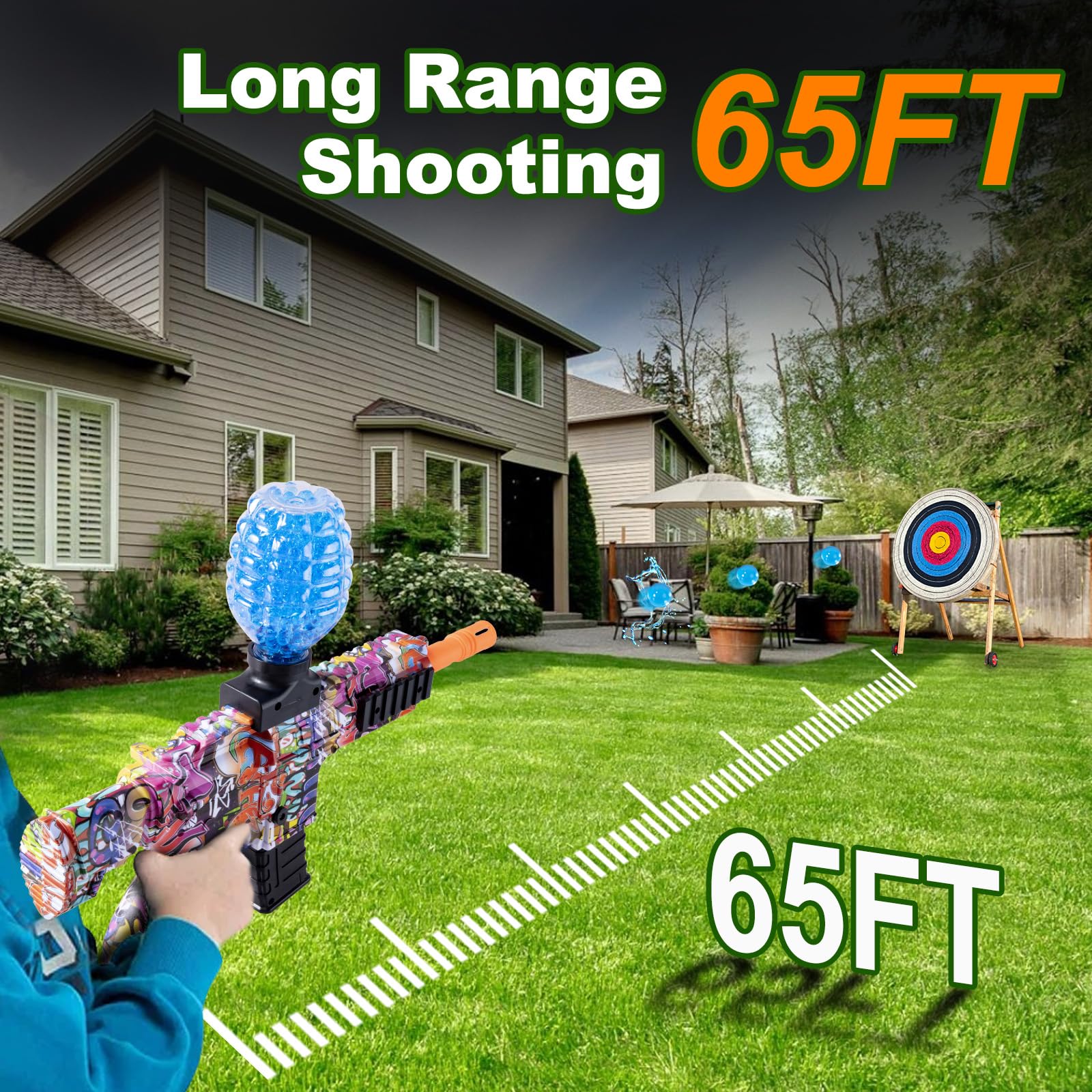 Sendowtek Gel Blaster Pistola con 50000 Colpi, Ricaricabile Pistola Elettrica con Occhiali per Adolescenti Adulti Gel Blaster Giochi di All'aperto - Età 14+