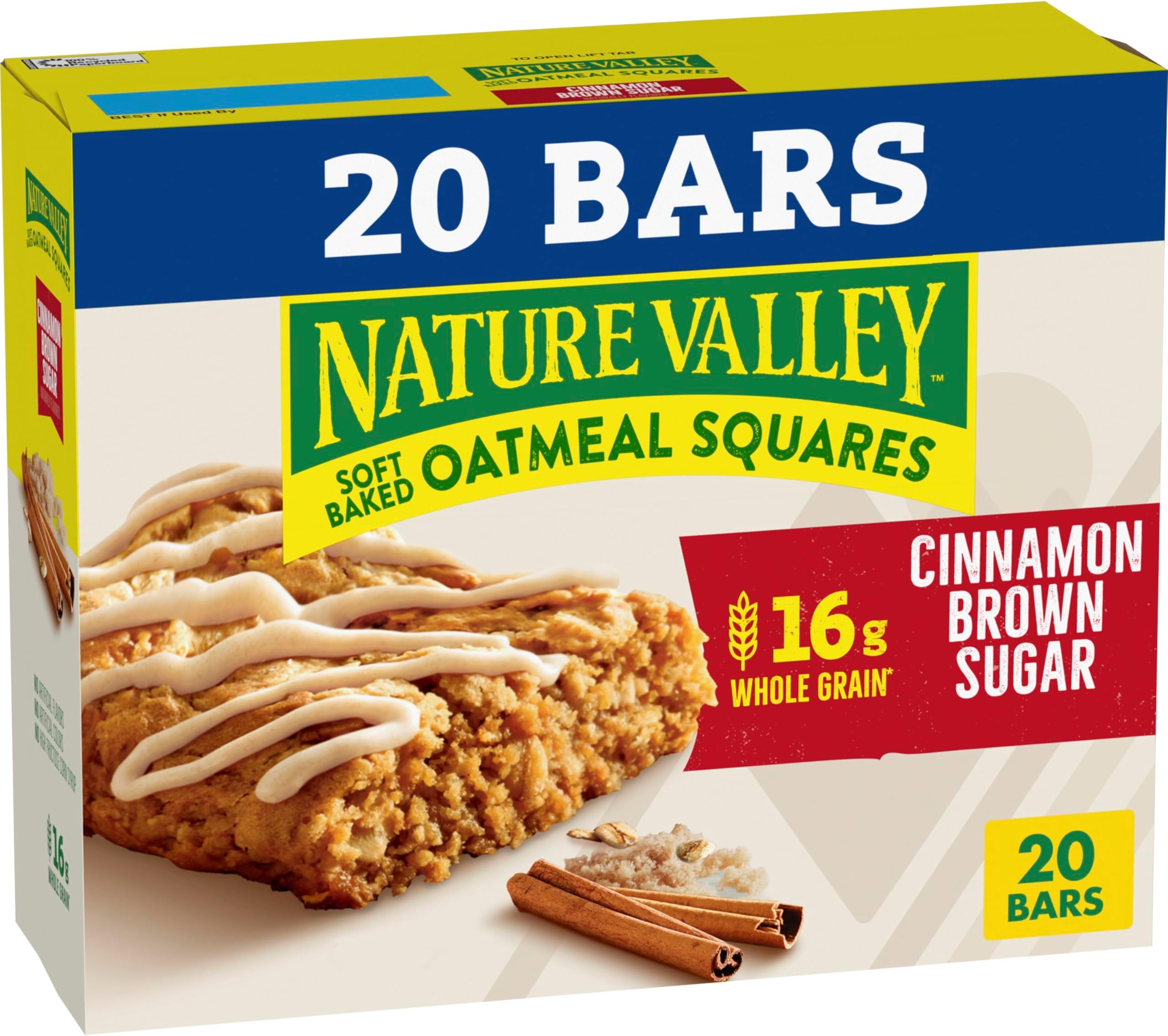 Nature Valley Soft-Baked Oatmeal Squares, Cinnamon Brown Sugar, 20 Count, 24.8 OZ