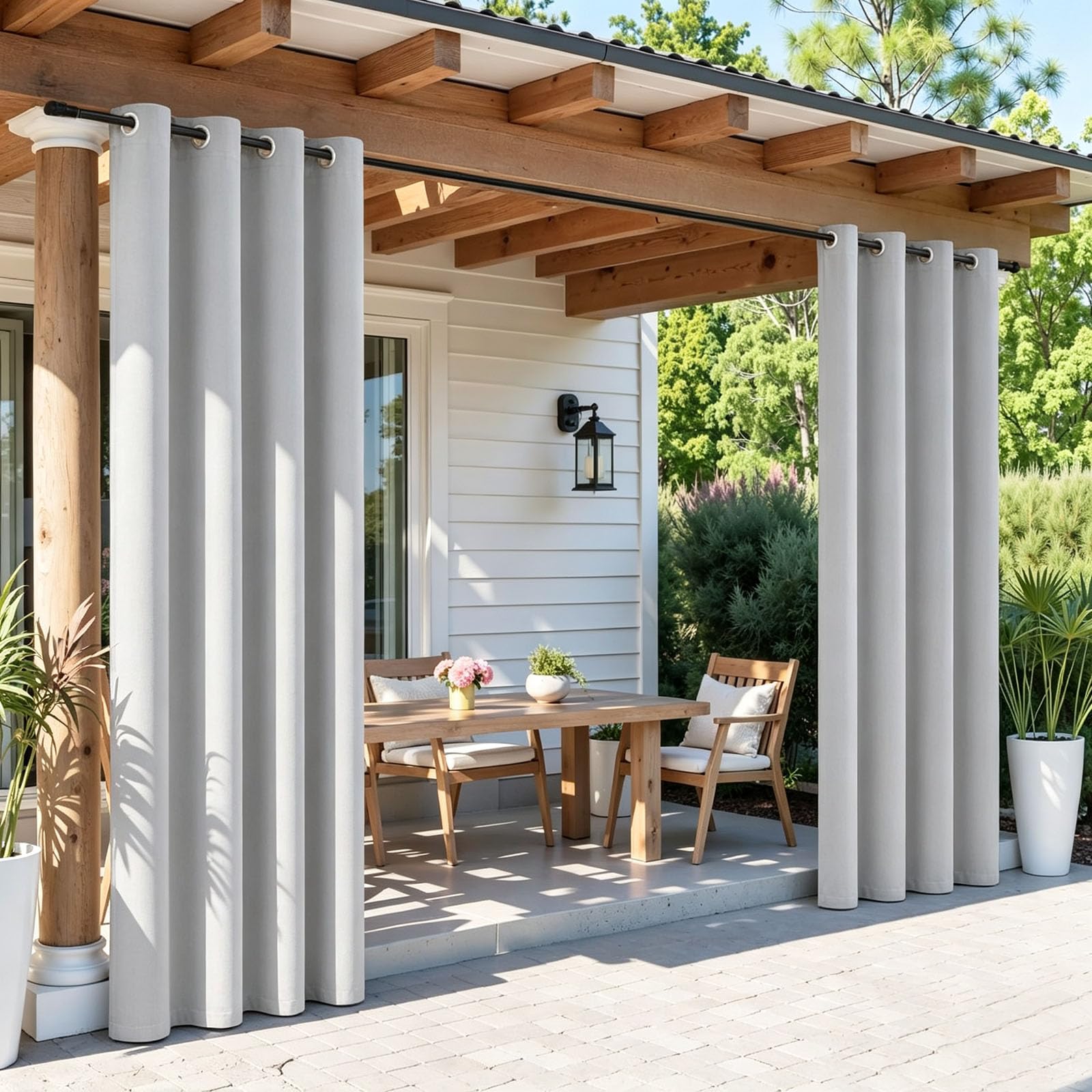 Tende da Esterno 230 x 250 cm Resistente Alle Intemperie, Impermeabile, Protezione Solare, da Giardino, Antivento Tende Esterne Anti-Sole per Giardino, Balcone, Grigio Chiaro