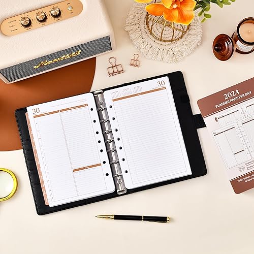 Miniatura 7 de Recambios de agenda 2024  enero a diciembre de 2024, dos páginas por día, agenda diaria y mensual, organizador con anillo de 5.5 x 8.4 pulgadas,