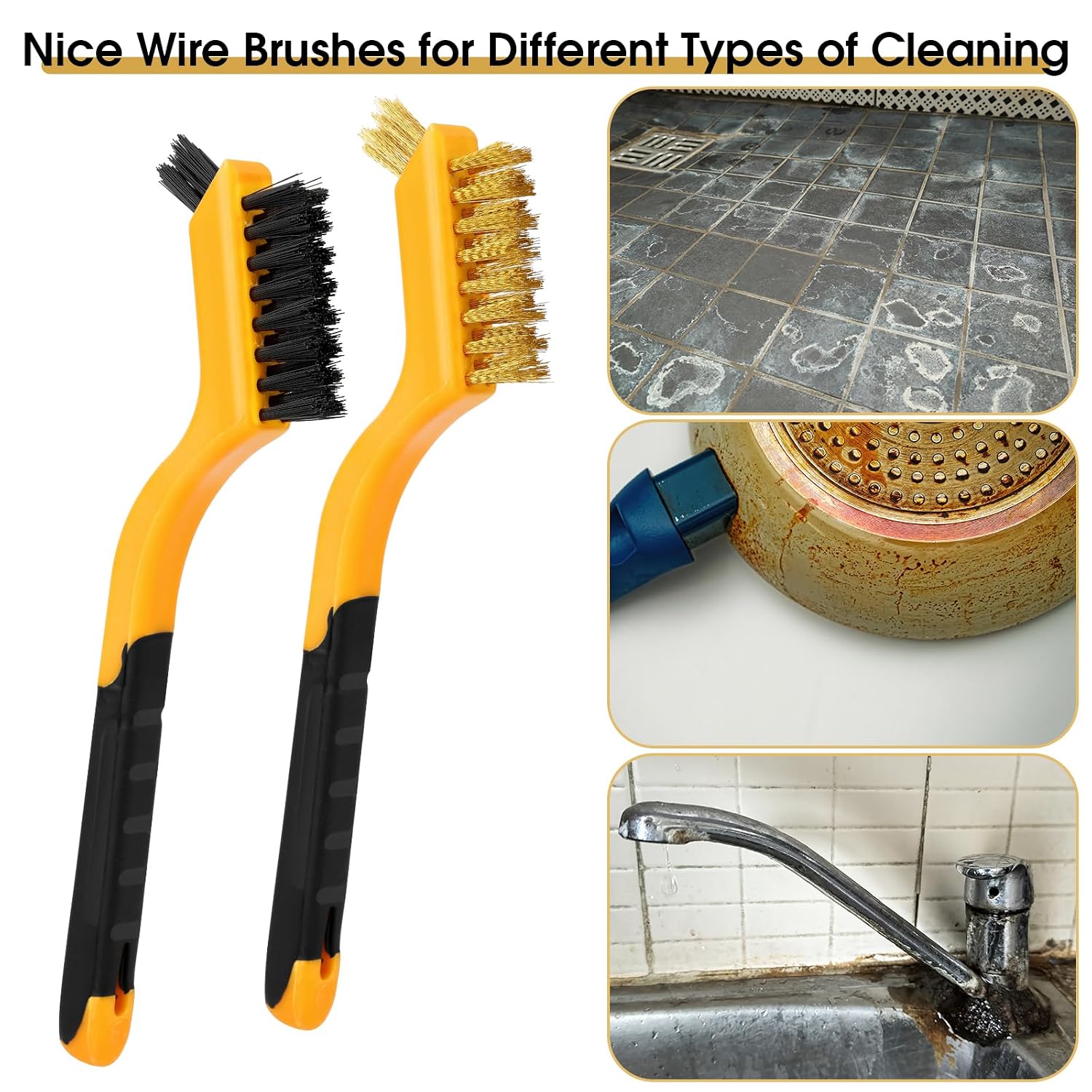 Wire Brush for Cleaning, Small Brass Steel Nylon Brush, Metal Rust Remover
