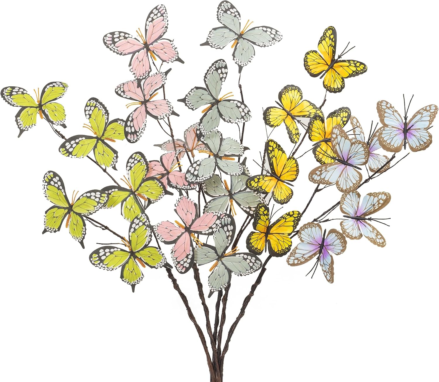 KI Store 5pcs Butterfly Picks Colorful Decorative Floral Picks for Outdoor and Indoor Garden Plants Bouquets Party Christmas Tree Decorations
