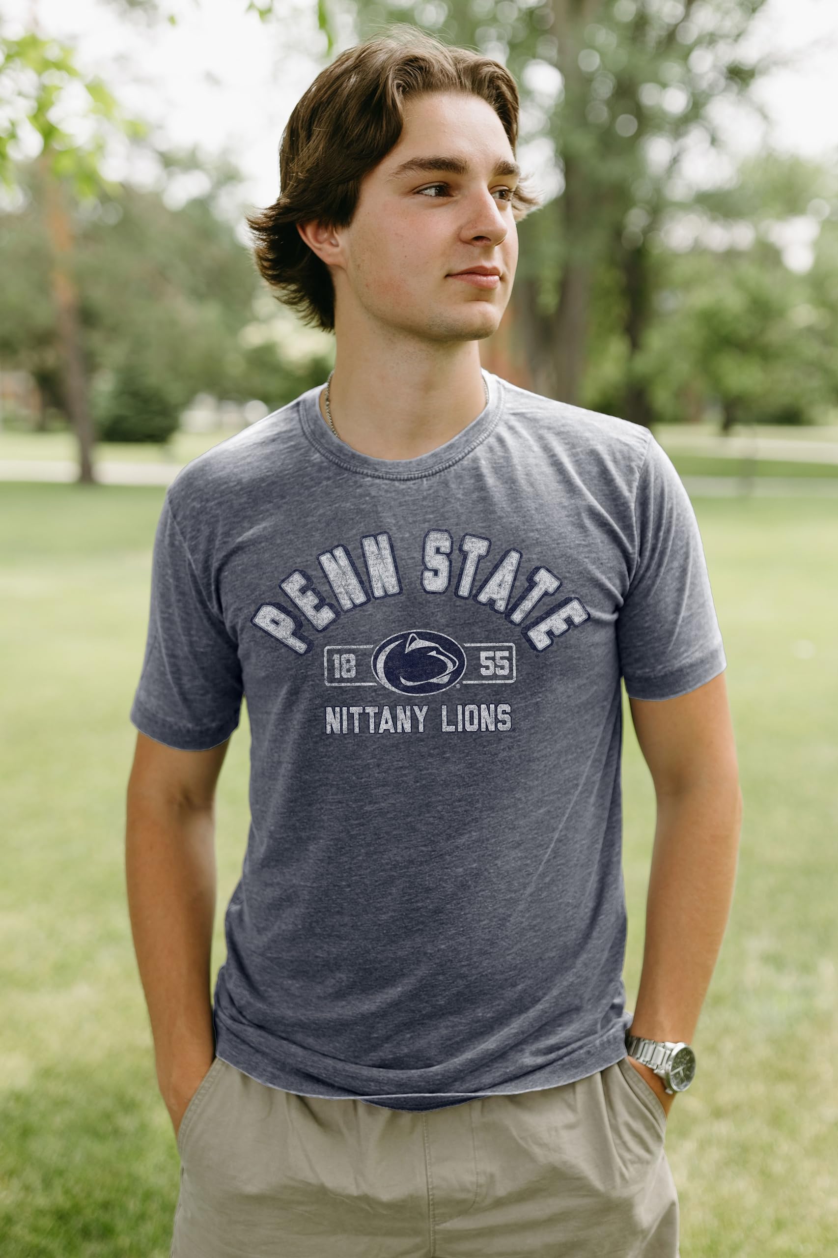 Blue 84 NCAA Unisex-Adult NCAA Officially Licensed T-Shirt Burnout Smoke Signal