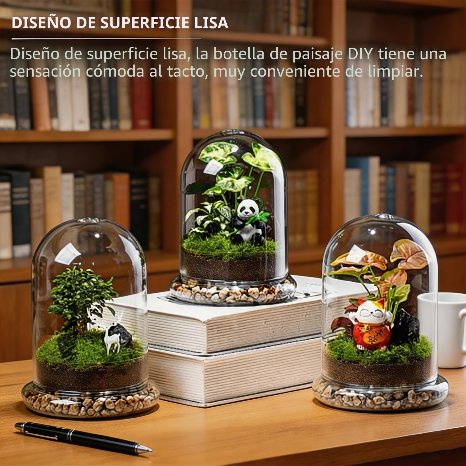 FRUHLING Mini terrario de cristal para plantas suculentas, cúpula de cristal transparente decorativa con agujero de aire, jardín de botellas, bricolaje, para decoración de mesa, regalo (12 x 16 cm