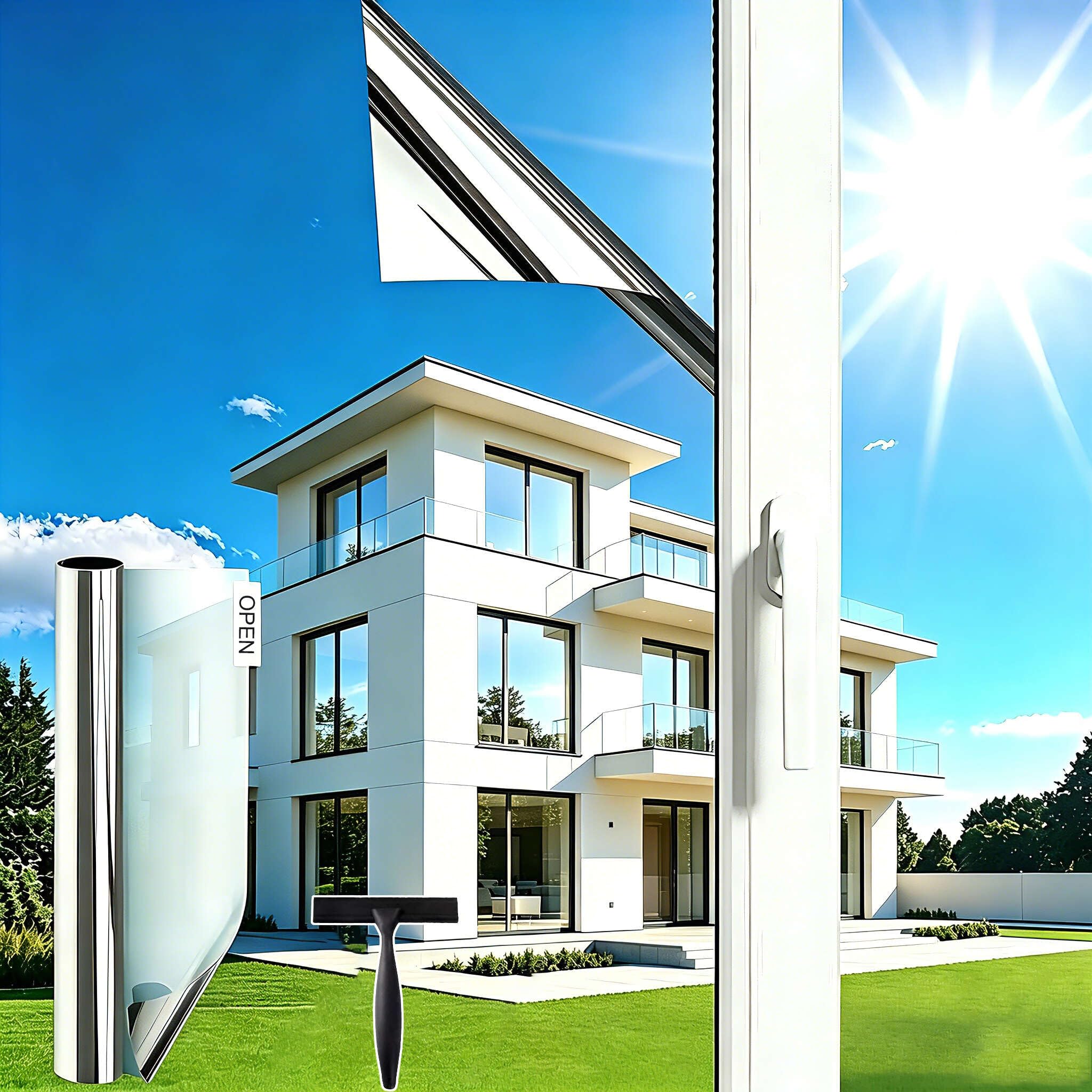 wonderffolie Reflective One Way Window Film Privacy 90x400cm Silver Mirror Window Tint Film UV Heat Control Sun Blocker Anti Glare Film Clear Day and Night Thermal Solar โ image 1