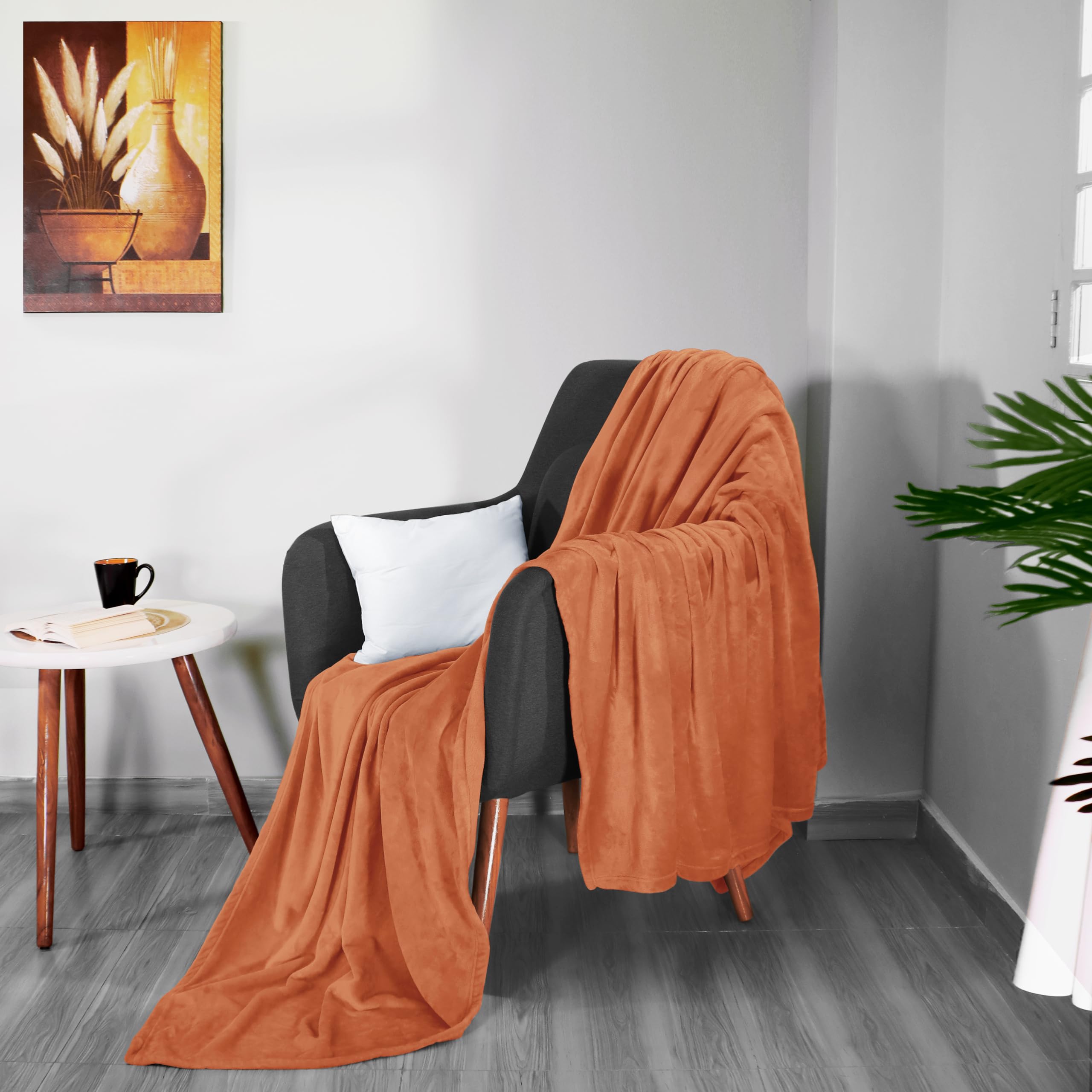 Utopia Bedding Fleece Blanket Queen Size Burnt Orange 300GSM Luxury Fuzzy Soft Anti-Static Microfiber Bed Blanket (90x90 Inches)