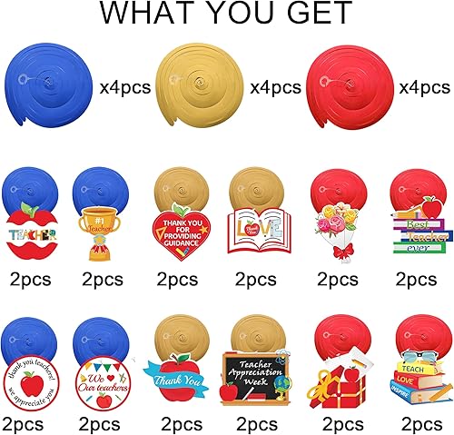 Miniatura 2 de 36 espirales colgantes de agradecimiento al profesor, diseño de agradecimiento para profesores, remolinos colgantes de techo para decoración del día