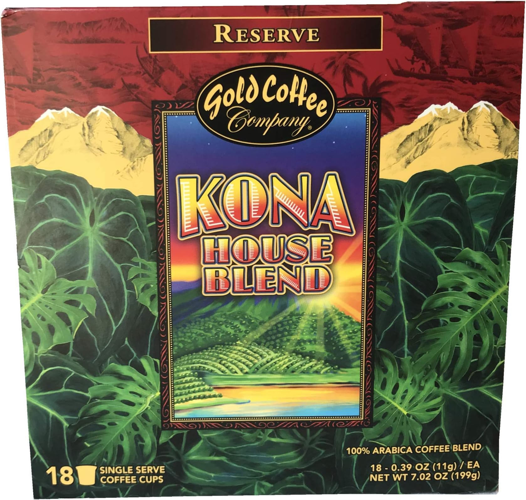 Hawaiian Gold Kona Coffee 18ct. Kcup 2.0 net wt 7.02 oz