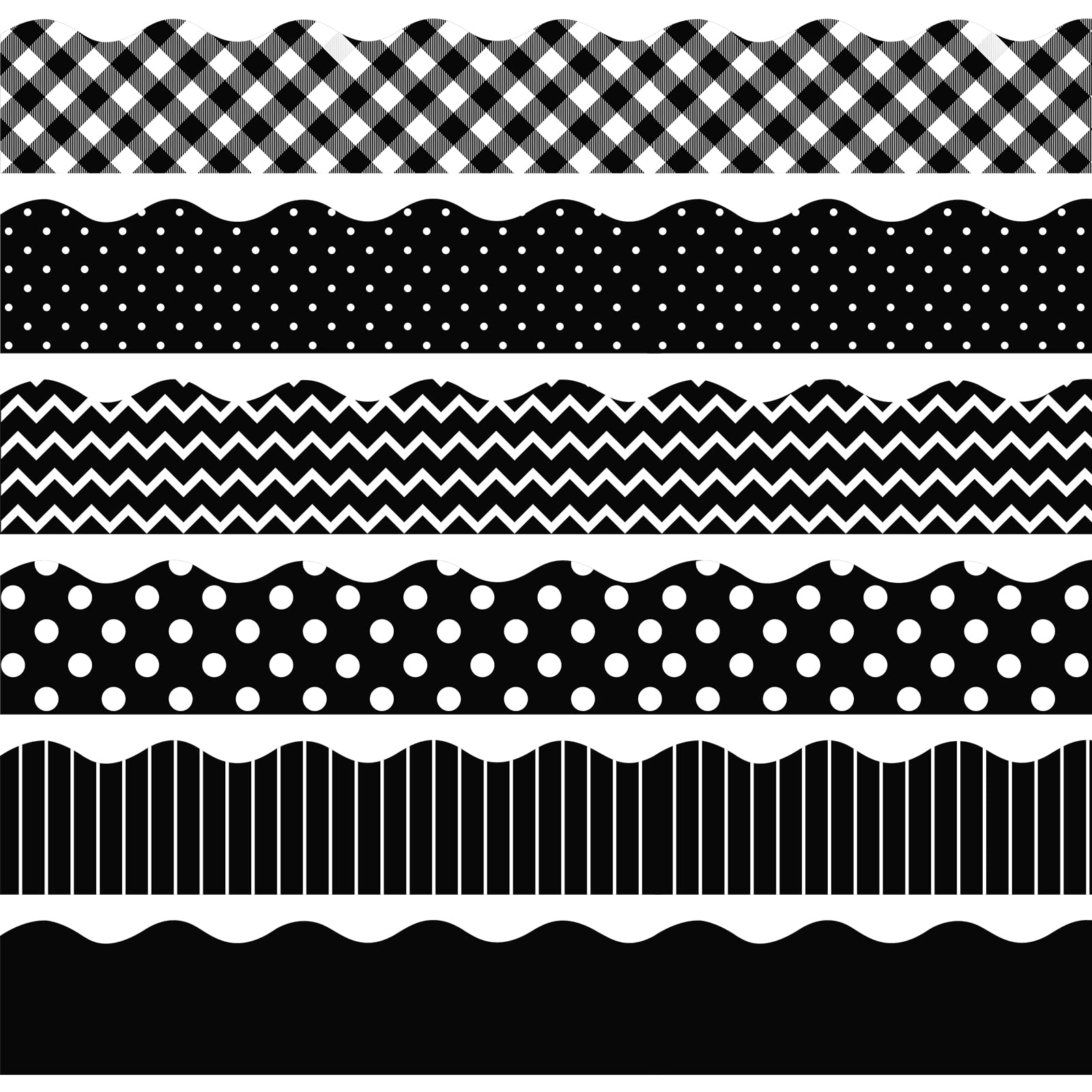 Containlol Classroom Borders for Bulletin Board, 118 ft Black and White Scalloped Trim Bulletin Board Boarders for Home Office Classroom Wall Chalkboard Decoration