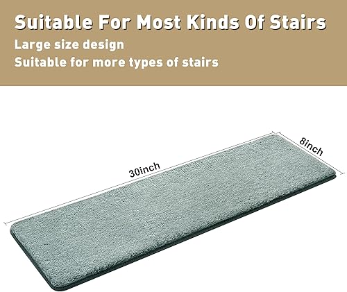 Miniatura 136 de PURE ERA - Alfombras para peldaños, de felpa suave, con bordes redondeados, de interiores, aptas para mascotas, antideslizantes, sin cinta, lavables