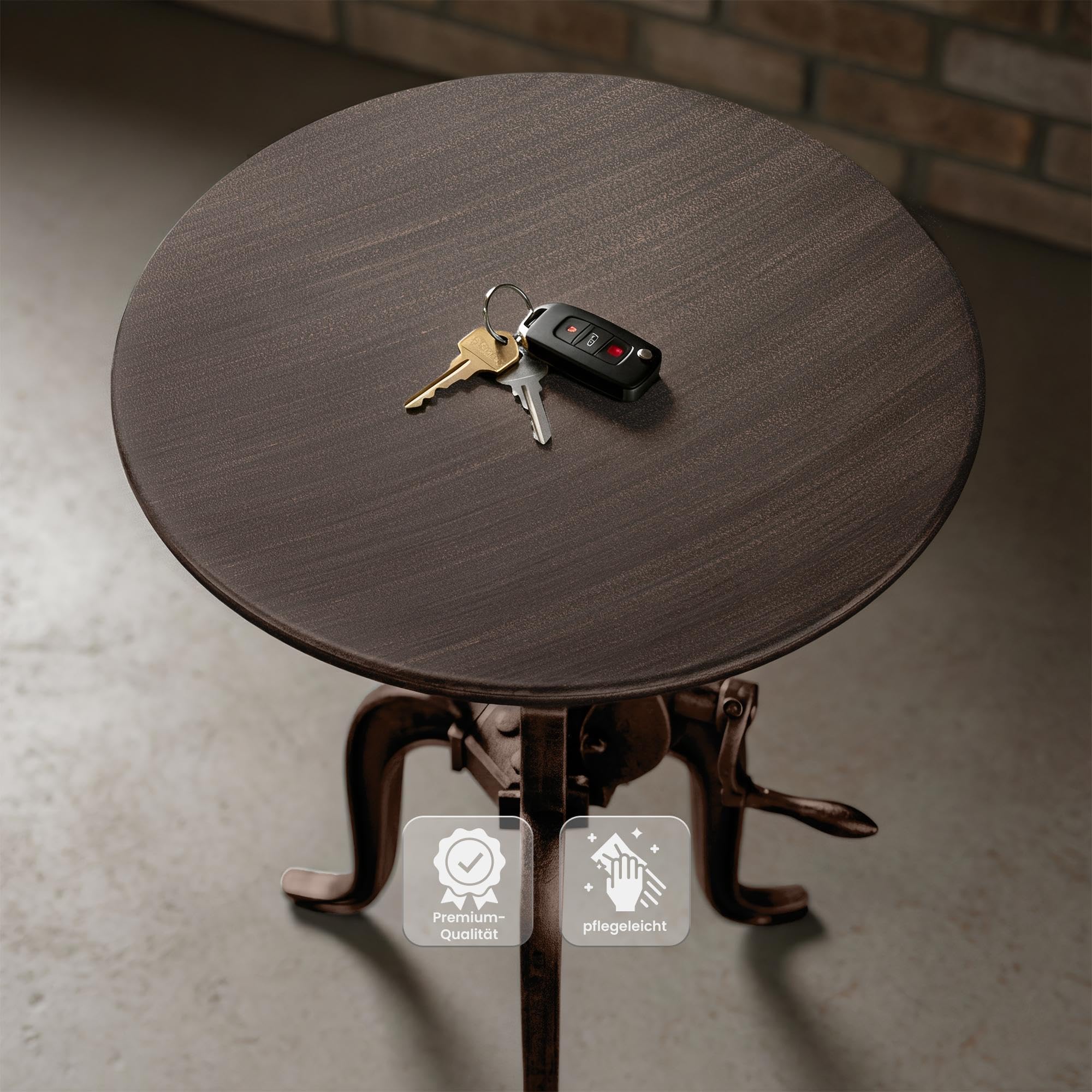 CLP Beistelltisch Couch höhenverstellbar Marcos, Couchtisch rund Metall 50 cm Durchmesser für Wohnzimmer und Esszimmer, Industrial Stil, Farbe:Bronze