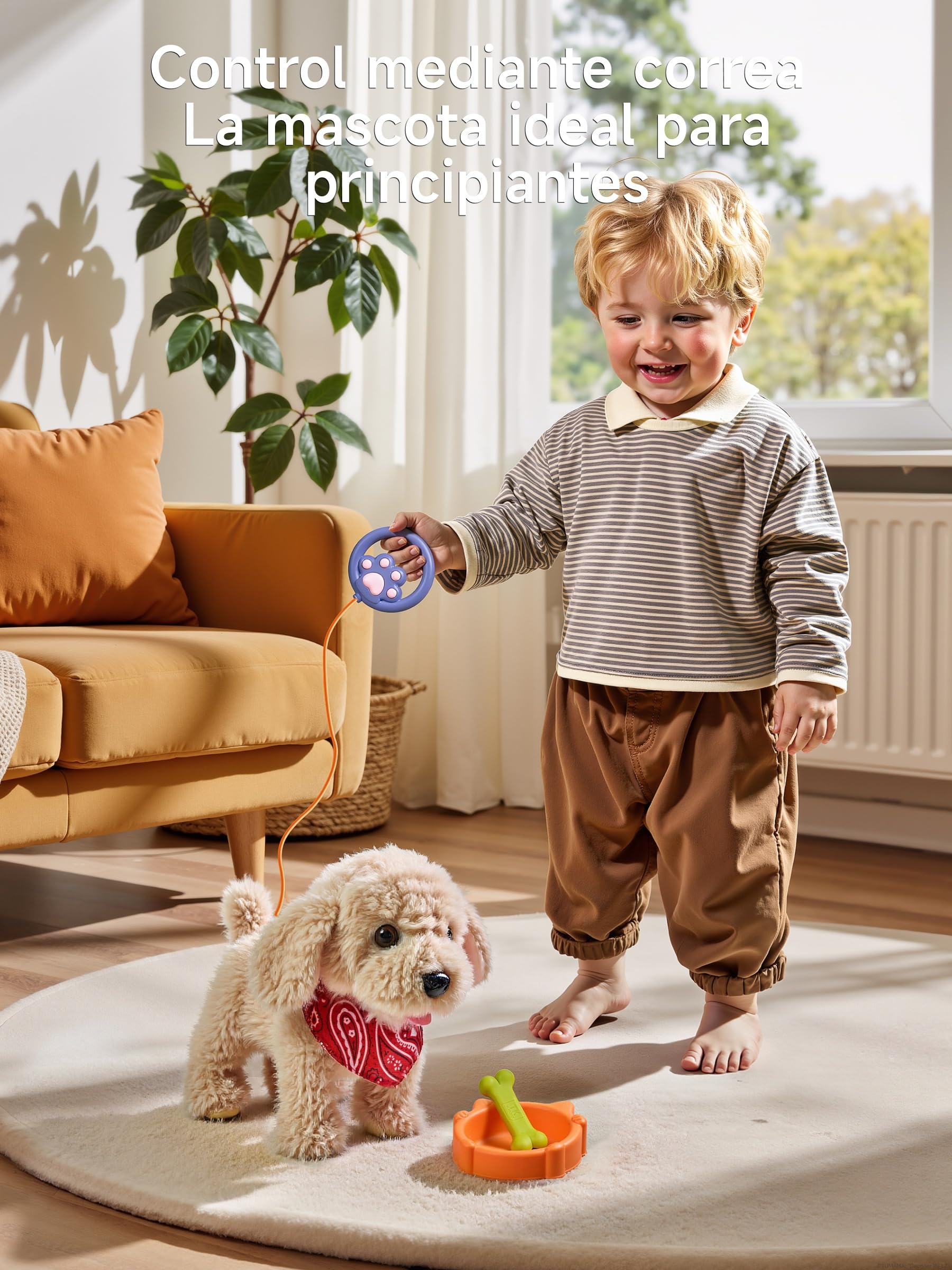 TUMAMA Perro de Juguete Que Anda y Ladra, Peluche Perrito Juguete Ladra y Anda, Perro Interactivo de Juguetes, Realista Interactivos para Niña 3 4 5 6 Años Regalos - Ladra y Camina, Sacudir La Cola