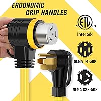 Vista 2 de Cable de 50 amperios de 10 pies para RV/generador, certificado UL, conector de bloqueo, NEMA 14-50P a SS2-50R con bloqueo de torsión, mango
