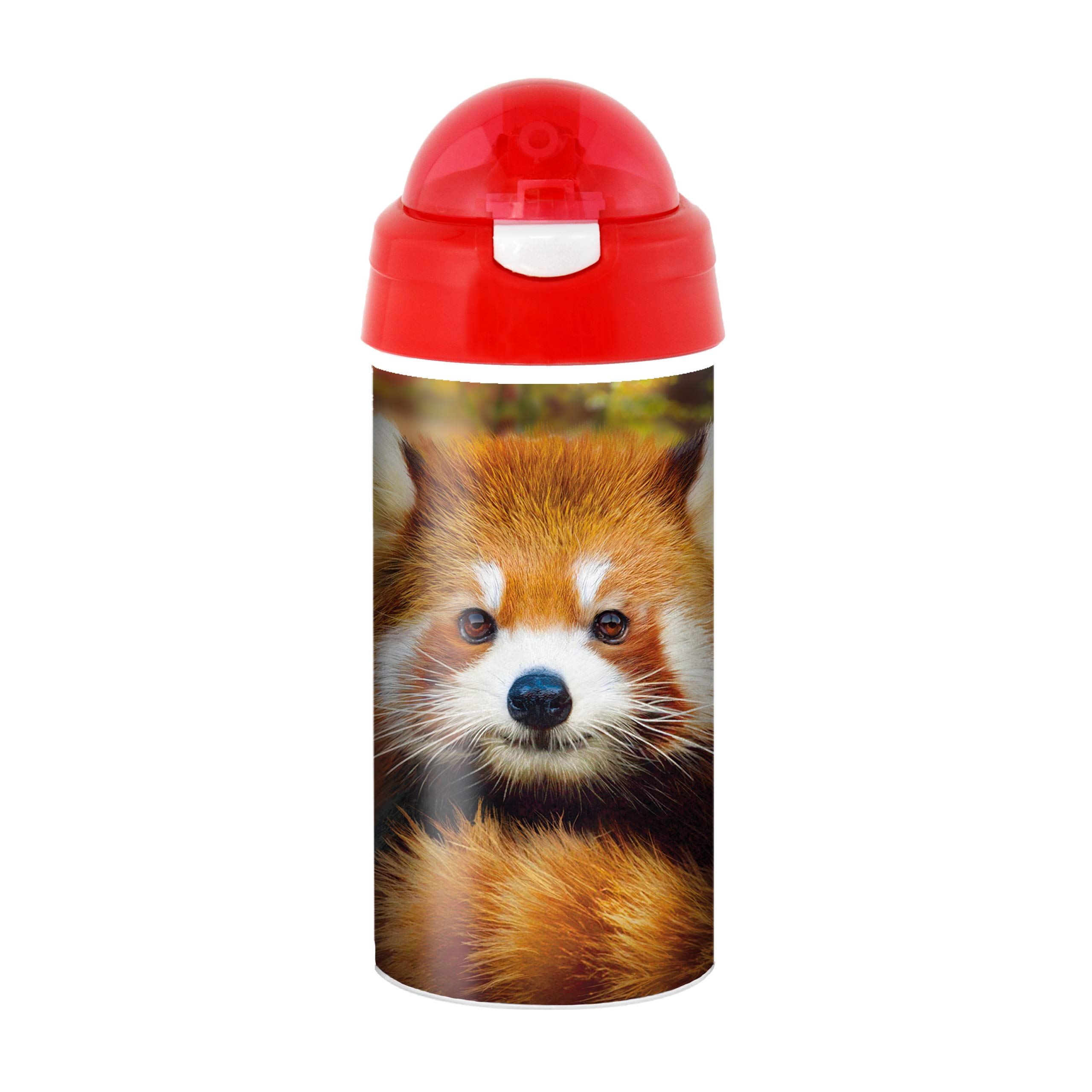 3D LiveLife Drinking Bottle - Baby Red Panda from Deluxebase. 3D Lenticular Panda Water Bottle with Straw. 600ml kids drinks bottle with original artwork from renowned artist, David Penfound