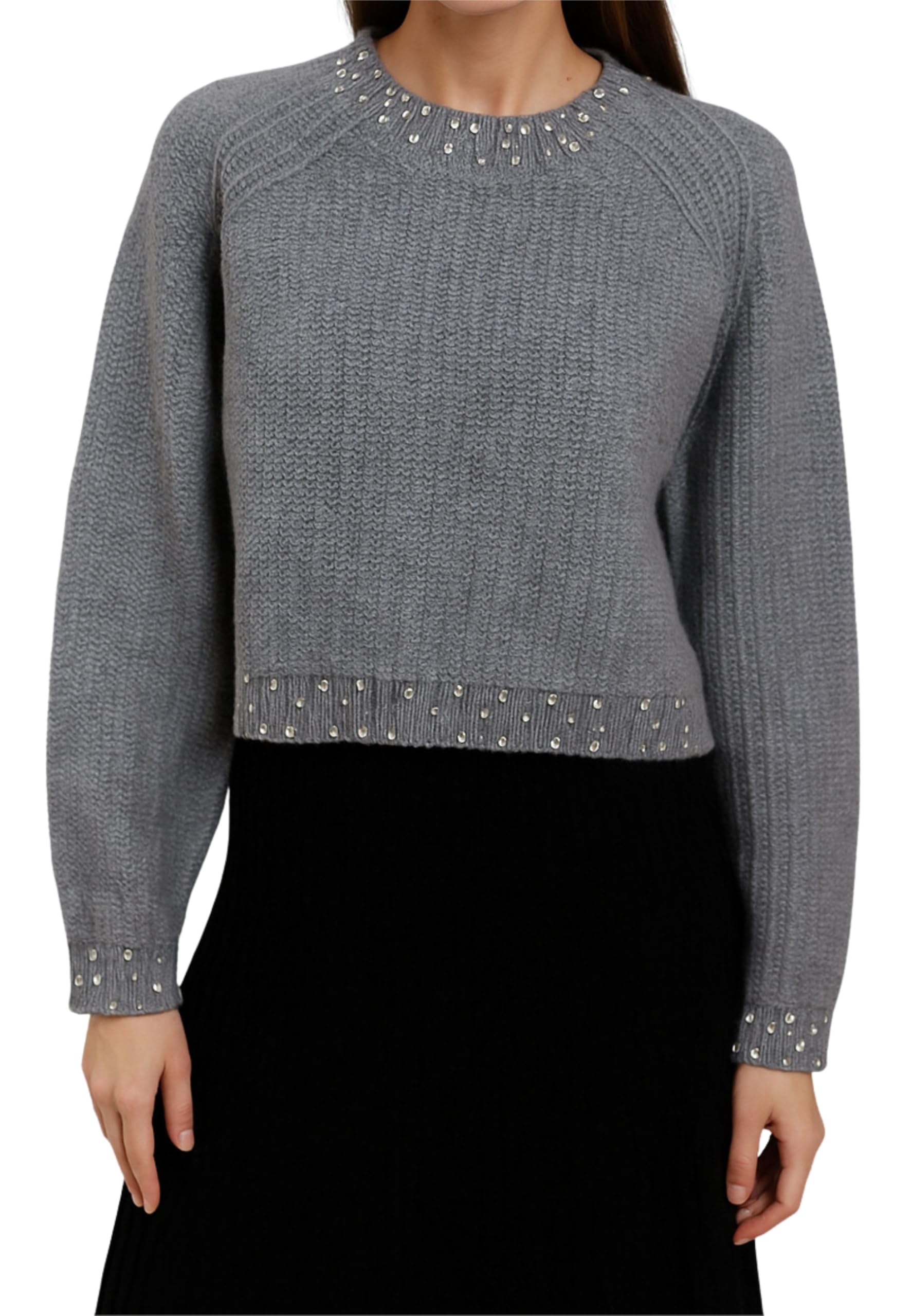 SUSY MIX Maglia Elegante Girocollo Donna con Strass