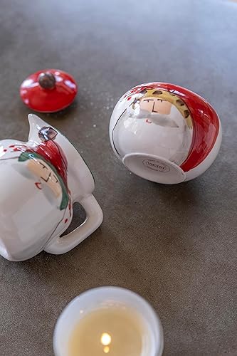 Miniatura 5 de Vietri Old St. Nick - Azucarero con tapa, 4 pulgadas de loza de loza esencial para café, contenedor de cubospaquetes