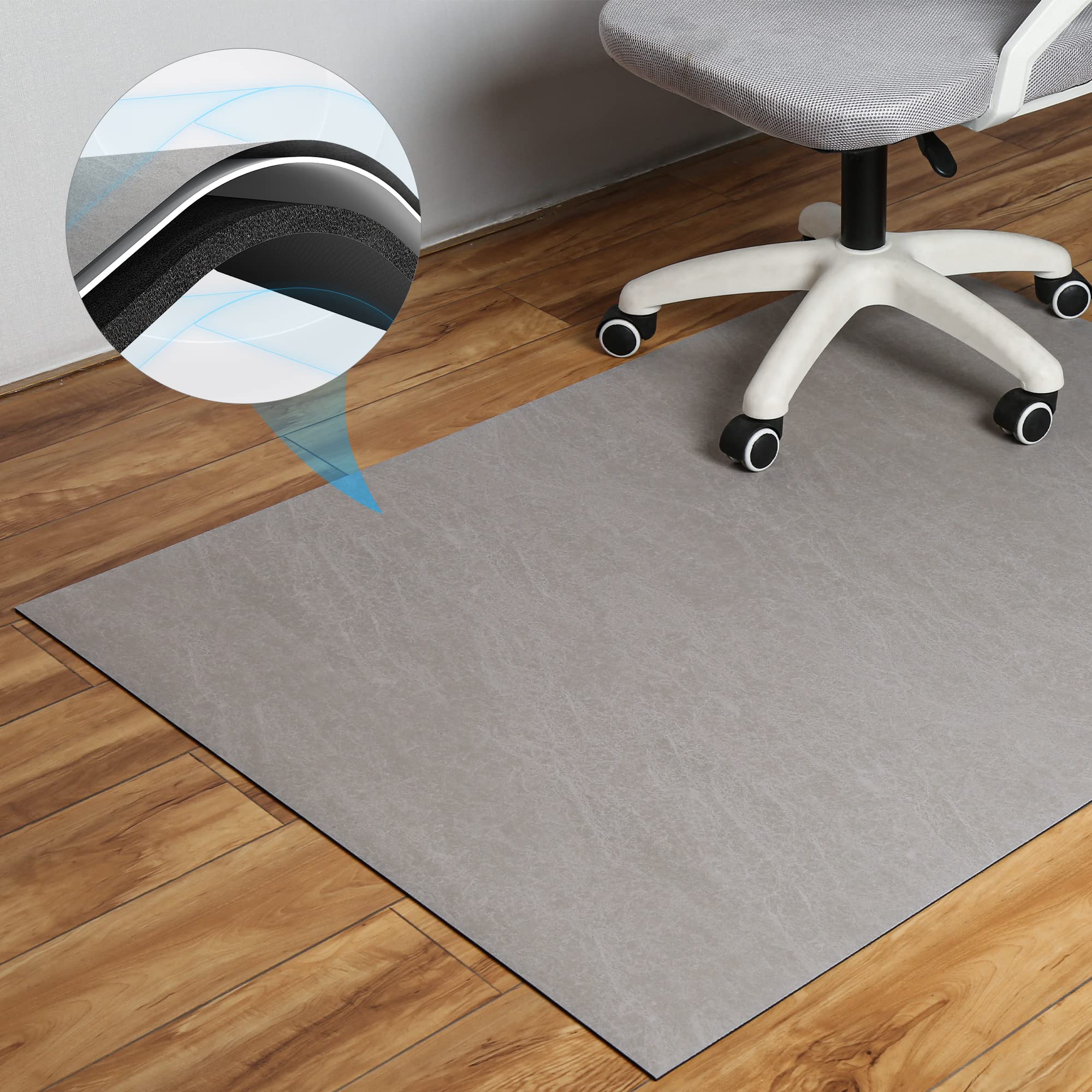 Chair Mat, Chair Mat for Hardwood Floor, 36 x 48'' Chair Mat for Hard Floor, Office Chair Mat for Tile Floor, 0.14" Thick Premium Floor Protector, Easy to Clean for Office Home (Grey)