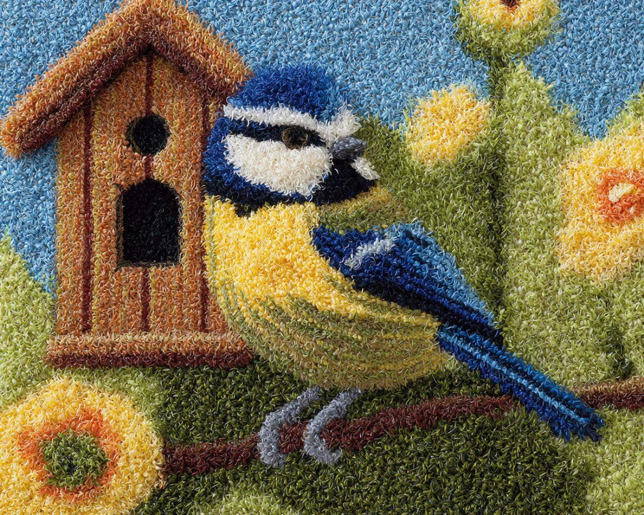 AMBATTERY Latch Hook Kits Carpet Cartoon Bird 85x115cm