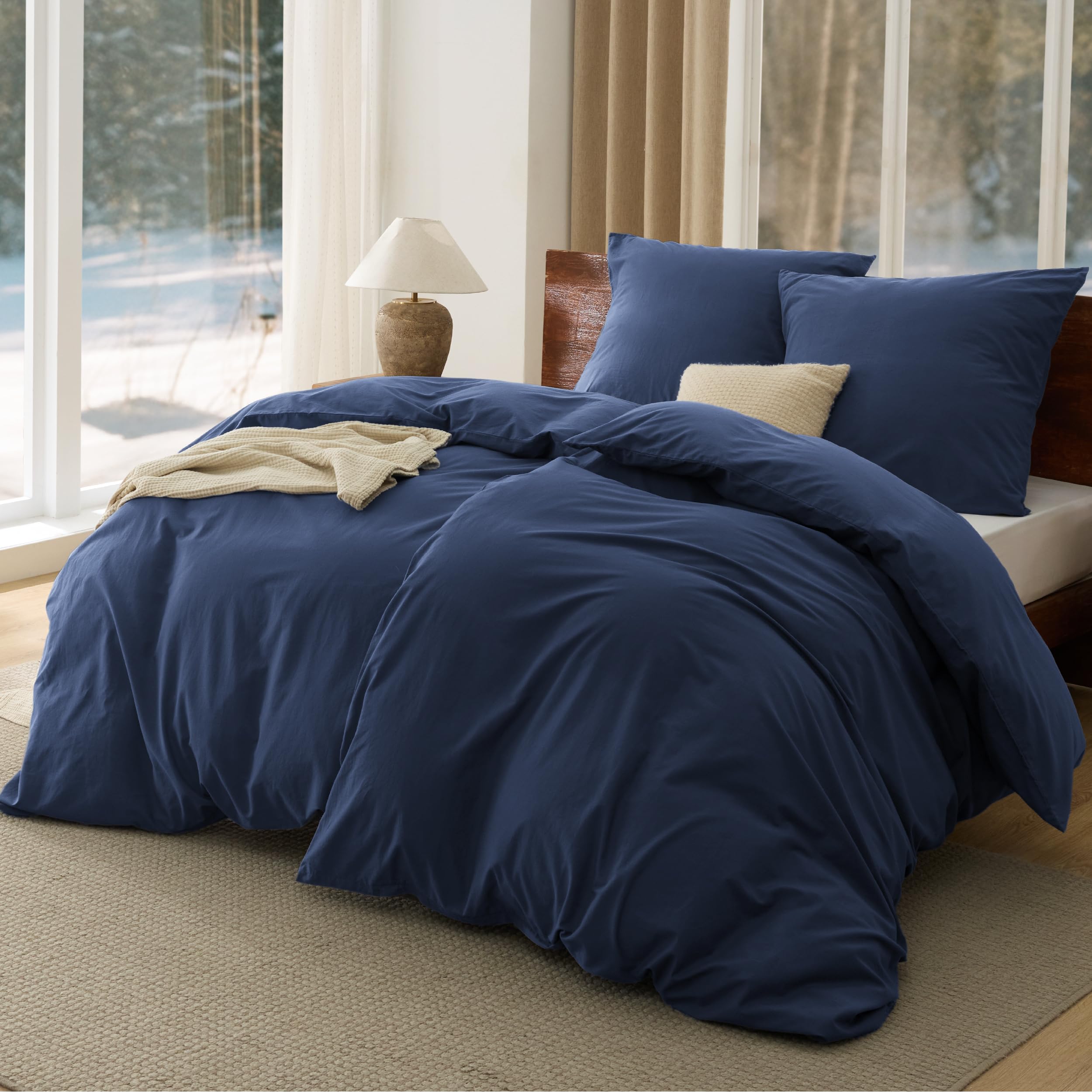 BEDSURE Bettwäsche Gewaschene Baumwolle Bettbezug - Bettwäsche-Sets mit 2 Kissenbezüge 80x80 cm, Ähnliche Textur wie Washed Leinen, Oeko-TEX Bedding mit Reißverschluss