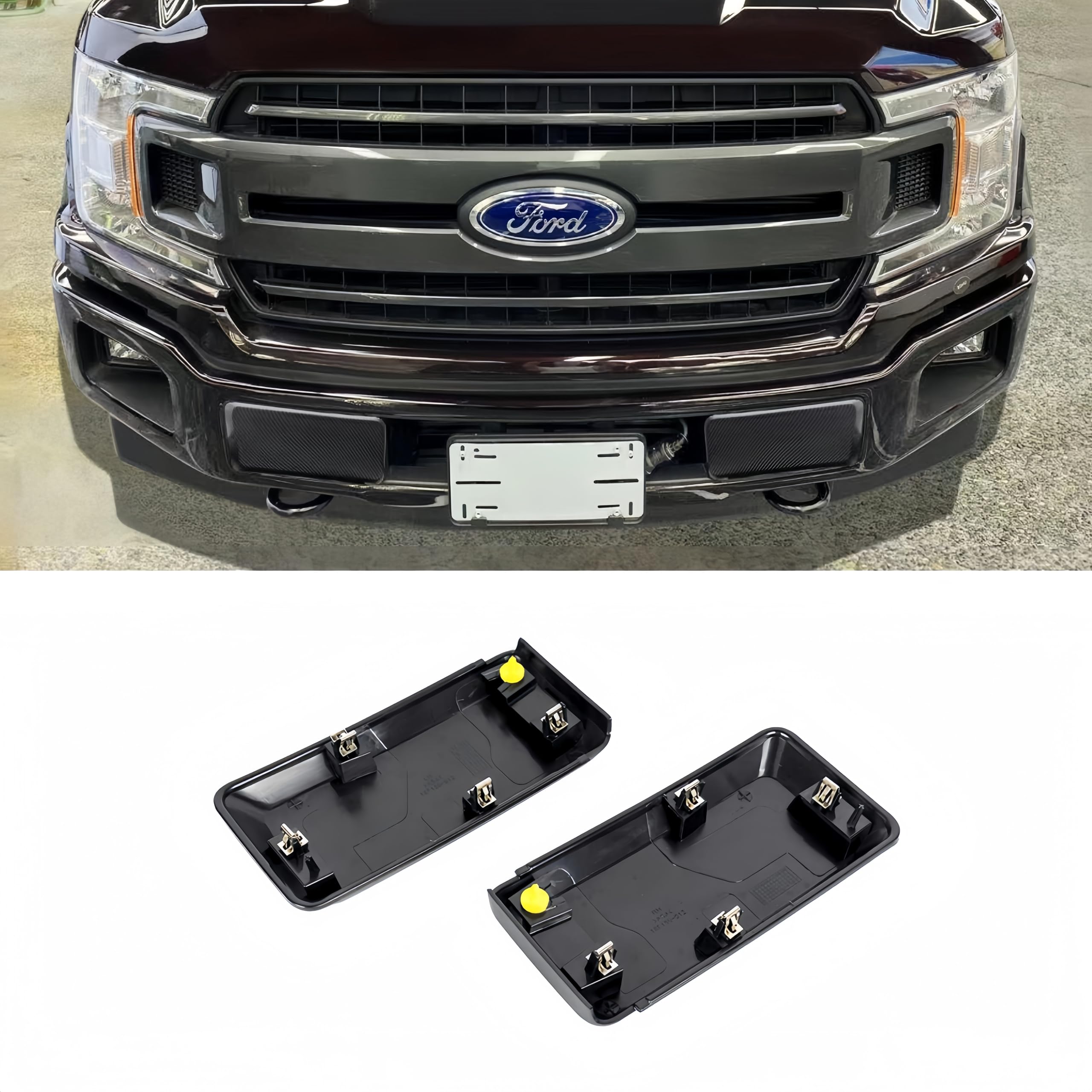 POETRYXIAO Front Bumper Guard Covers For Ford F150 2018-2020 - ABS Plastic Replacement End Caps (Pair) 1 thumbnail image
