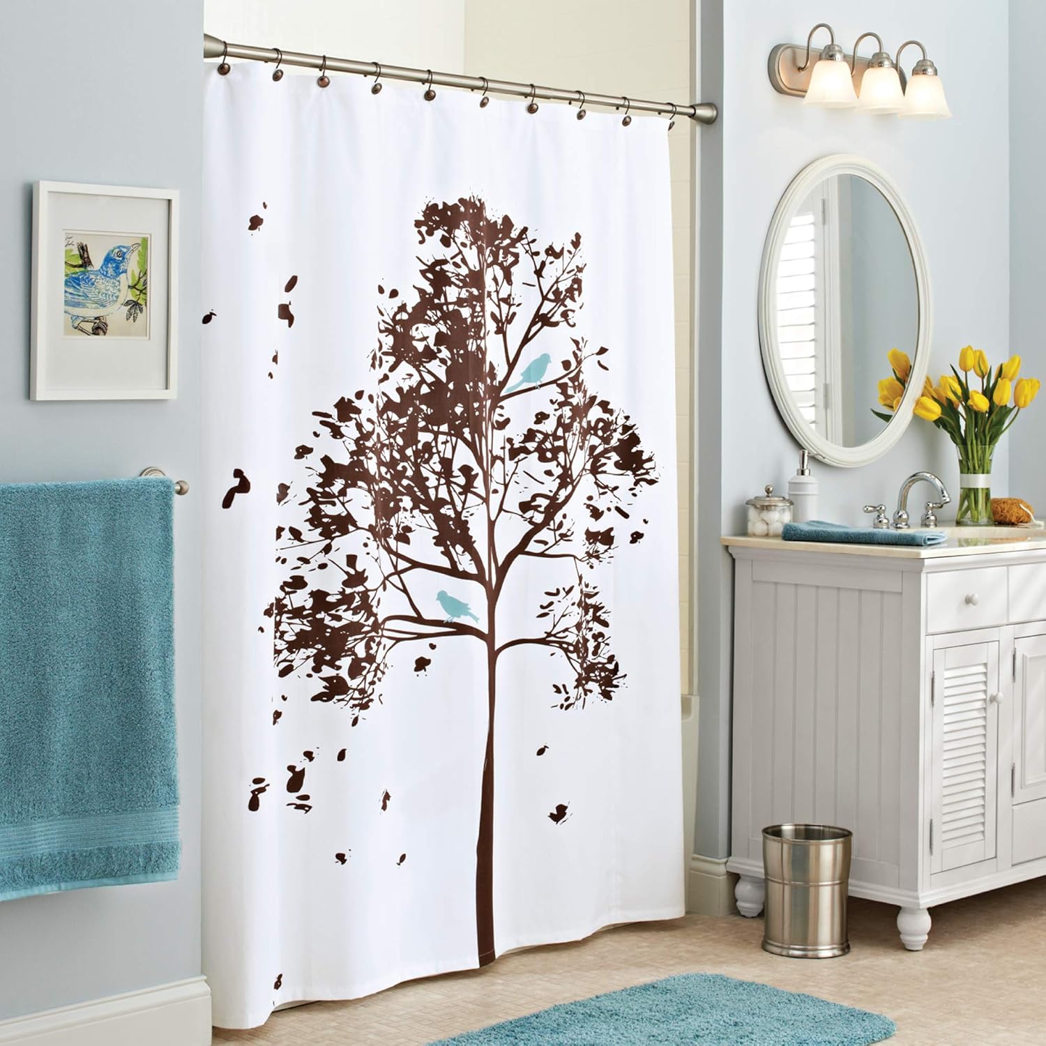 Better Homes and Gardens Farley Tree Fabric Shower Curtain
