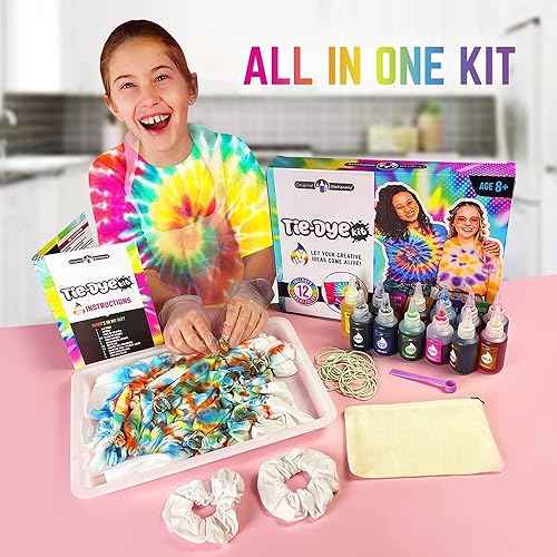 Miniatura 2 de Original Stationery Kit de teñido anudado – Polvo de 12 colores, bandeja y guantes para niños de 8 a 12 años – Juego de manualidades y arte con