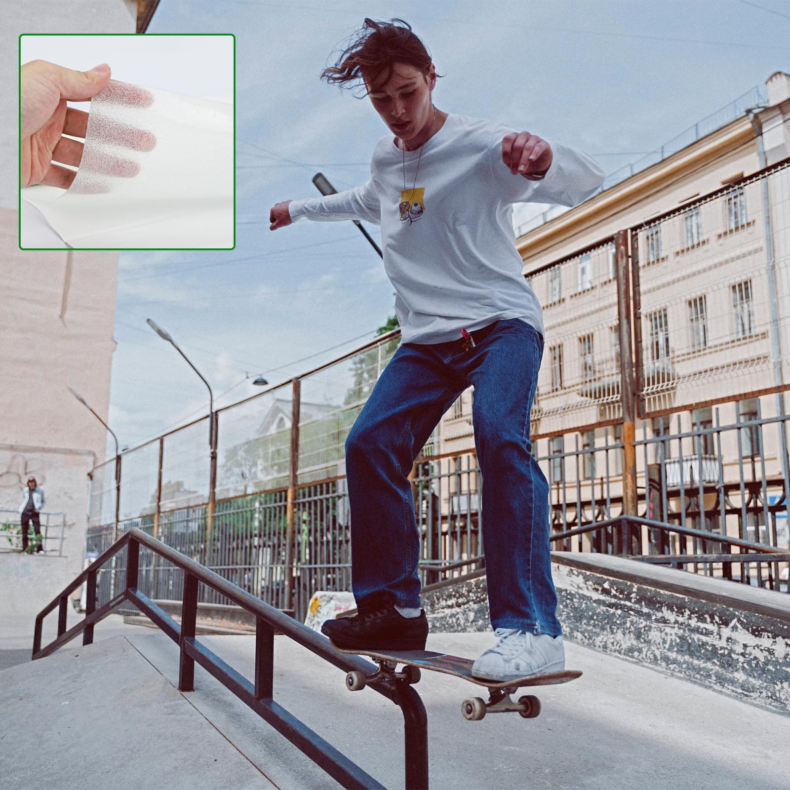 Sangle de Skateboard Transparente 33x9 Pouces Antidérapante Imperméable Grip pour Skateboard Longboard