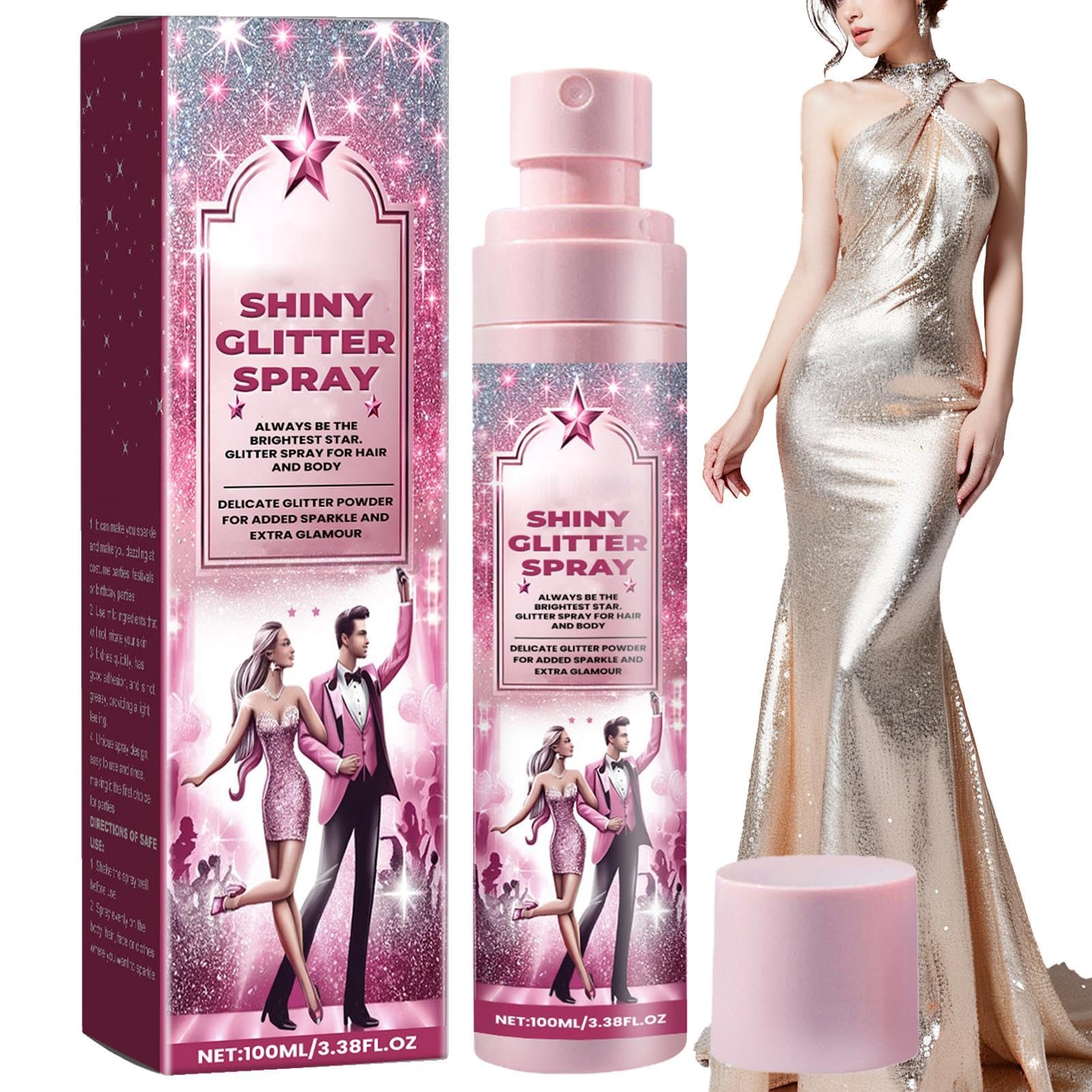 Azonee Shine Body Glitter Spray - Long-Lasting Shimmering Powder With High Gloss for Hair, Makeup, Party, Home, Working, Dating, Festival, Carnival