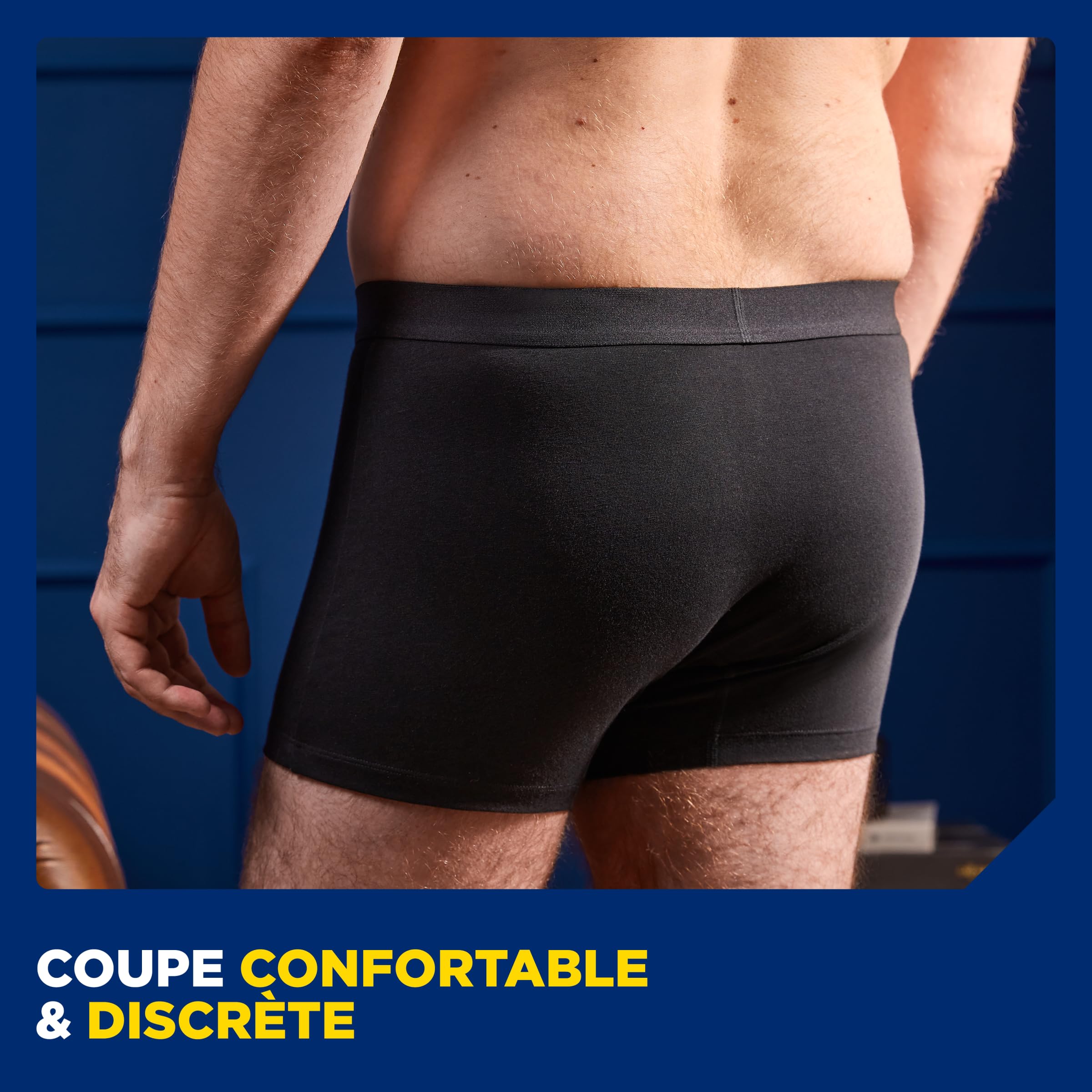 TENA Men - Caleçon de Protection Lavable Homme - Pour les Fuites Urinaires Légères - Coupe Classique - Noir - L