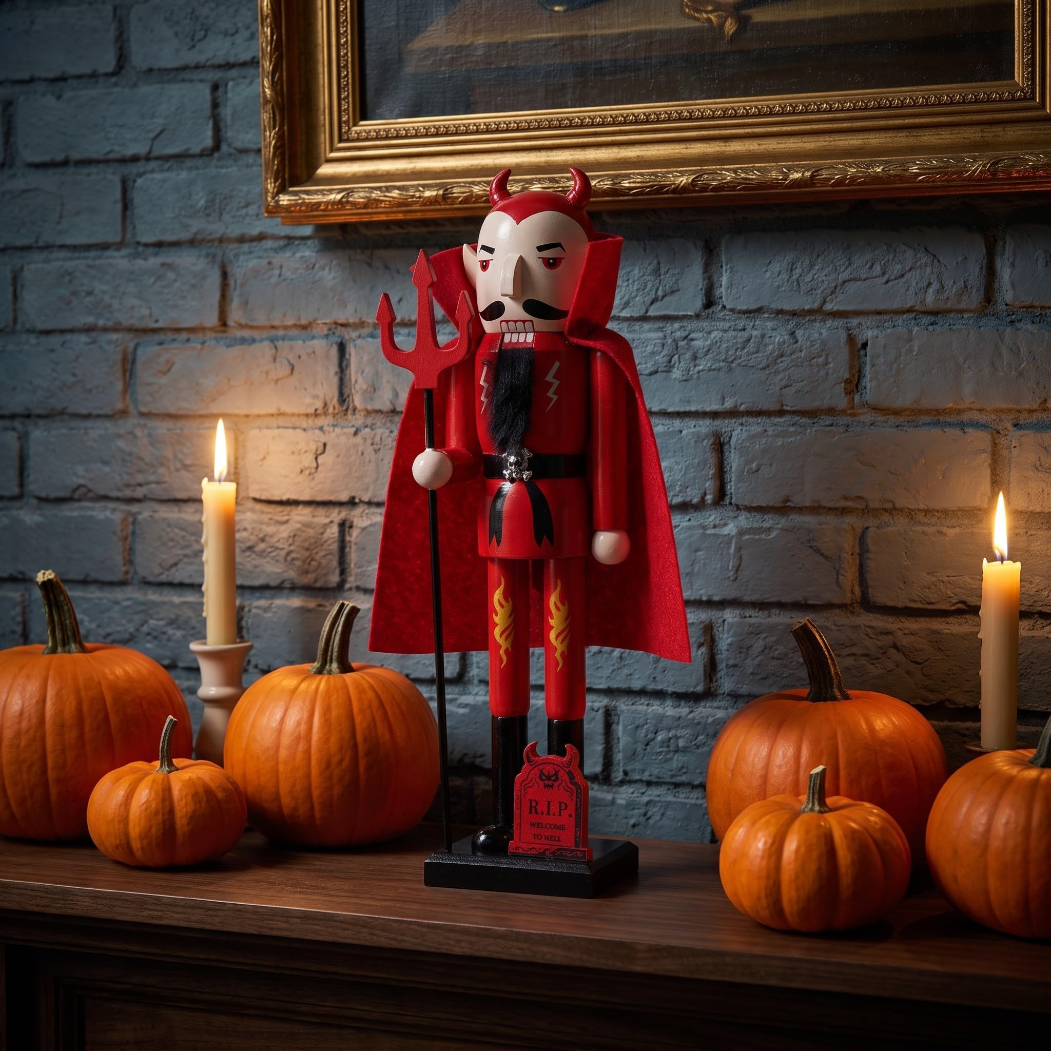EXCEART Cascanueces Diabólico de Madera de 35, 5cm para Mesa Halloween