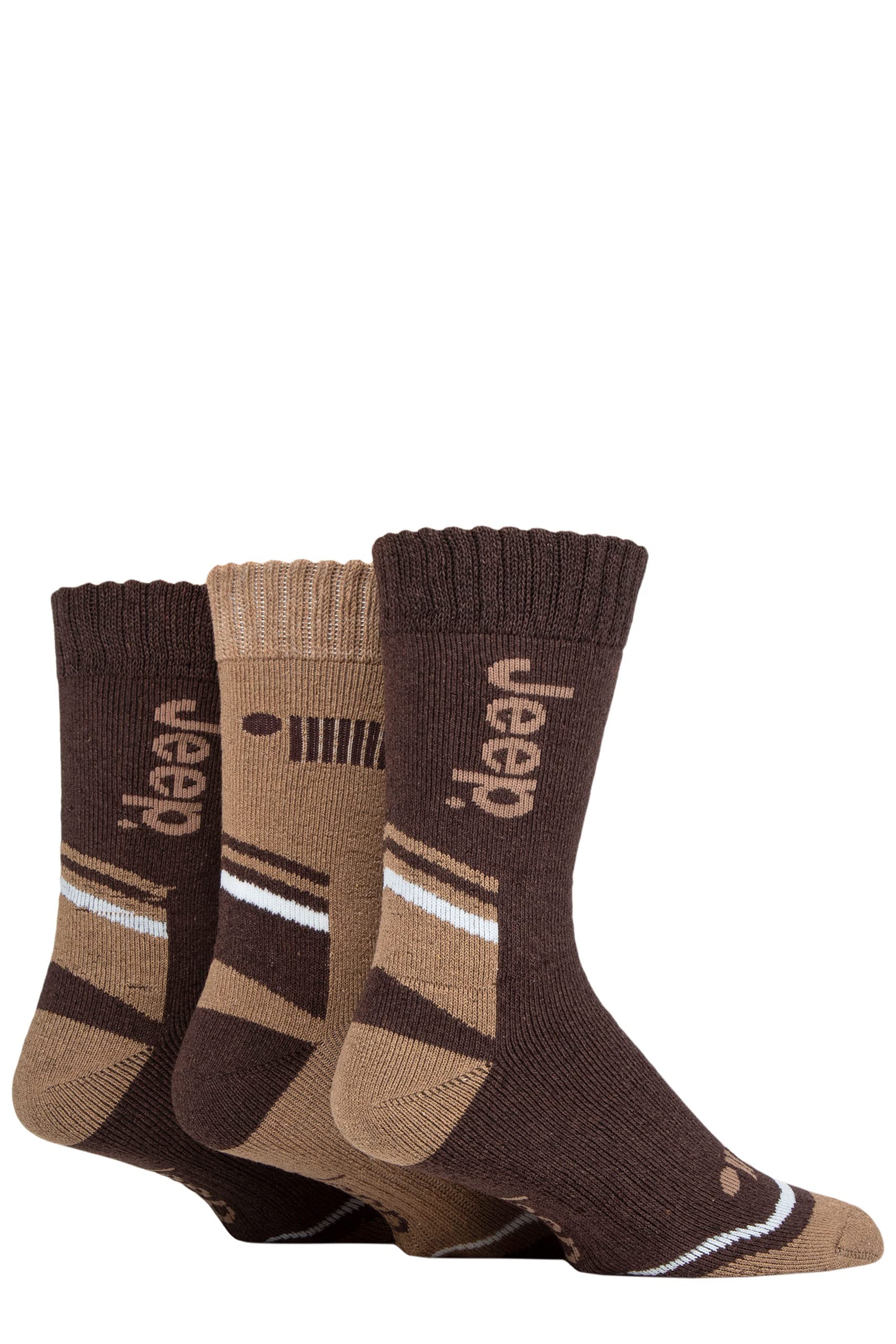 Jeep Men's Brown/Earth/Tan Performance Poly Cotton Boot Socks Pack Of 3 6-11