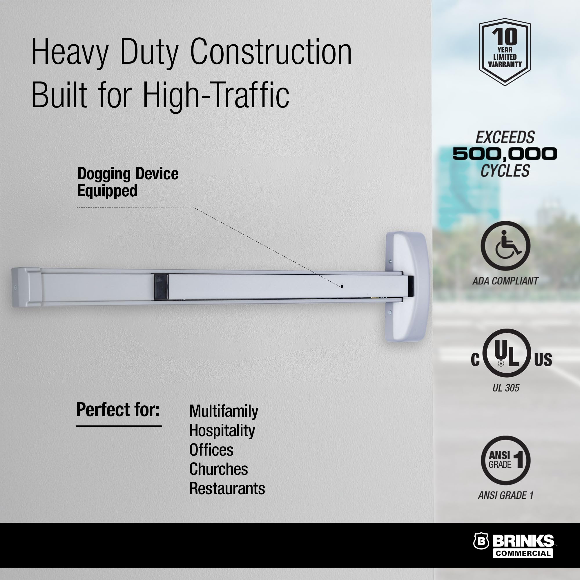 Amazon.com: Brinks Commercial Rim Panic Exit Device