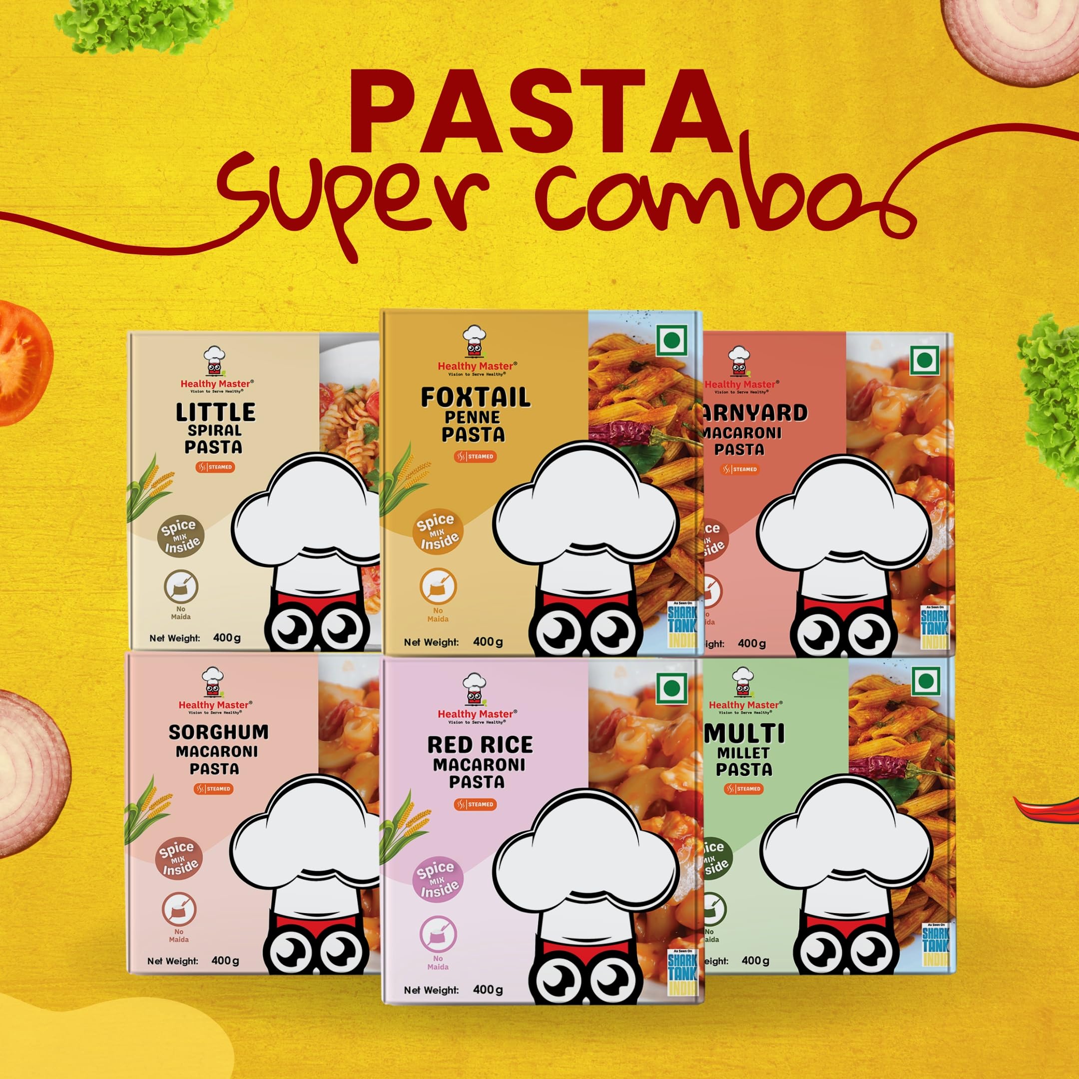 Healthy Master Multi Millet Pasta Combo - Pack of 6 (400g each) - Vegan protein with Mulitgrain, high fibre & No Maida Pasta | Made of Healthy Sorghum, Little Millet, Barnyard, Foxtail & Red Rice 2