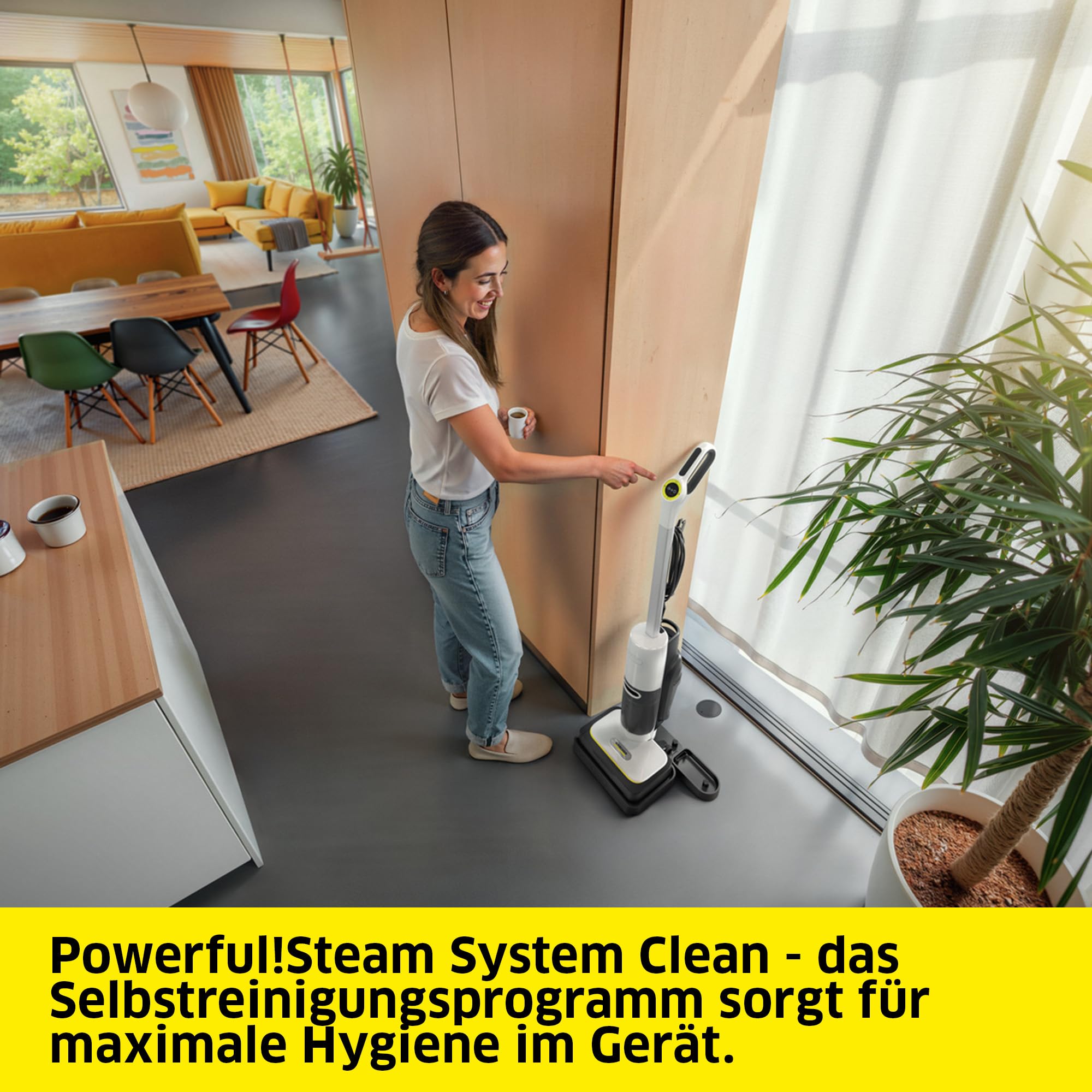 Kärcher Dampfsauger SCV 4 Steam Vac, 3-in-1 Lösung (Dampfreinigung, Saugen & Kombi), eliminiert 99,999% Viren* & Bakterien**, Aufheizzeit: 30 s, Entkalkungskartusche, Selbstreinigungsfunktion