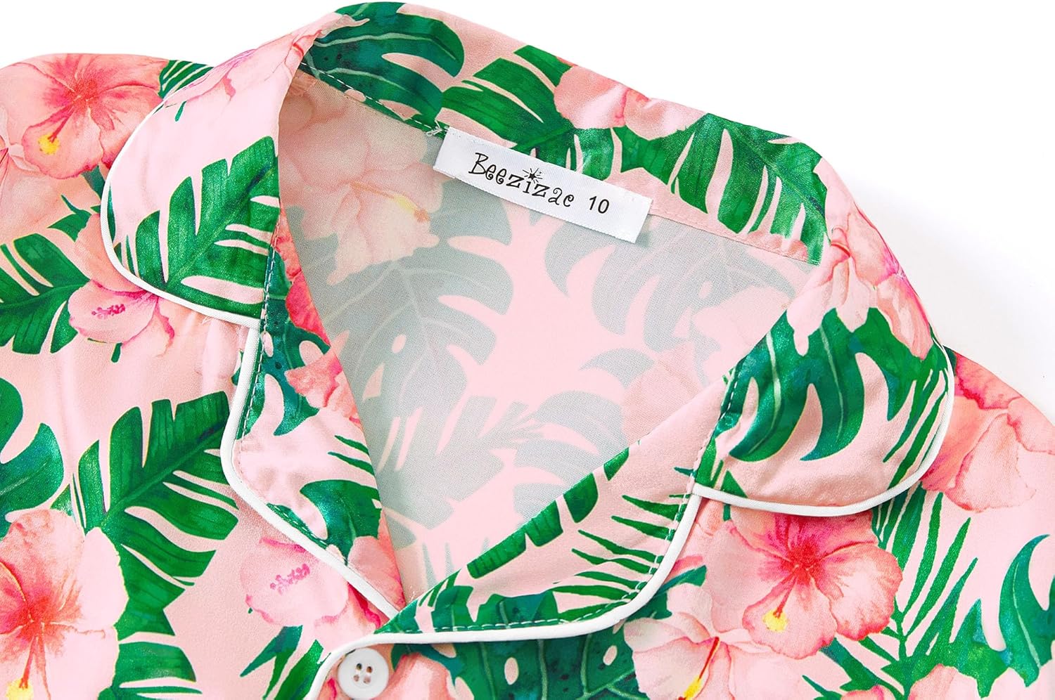 Beezizac Silky Satin Pajama Long Sleeves Set For Little & Big Girls Trendy Button 2-Piece Outfit Kid Sleepwear Size 6-16 - Image 3