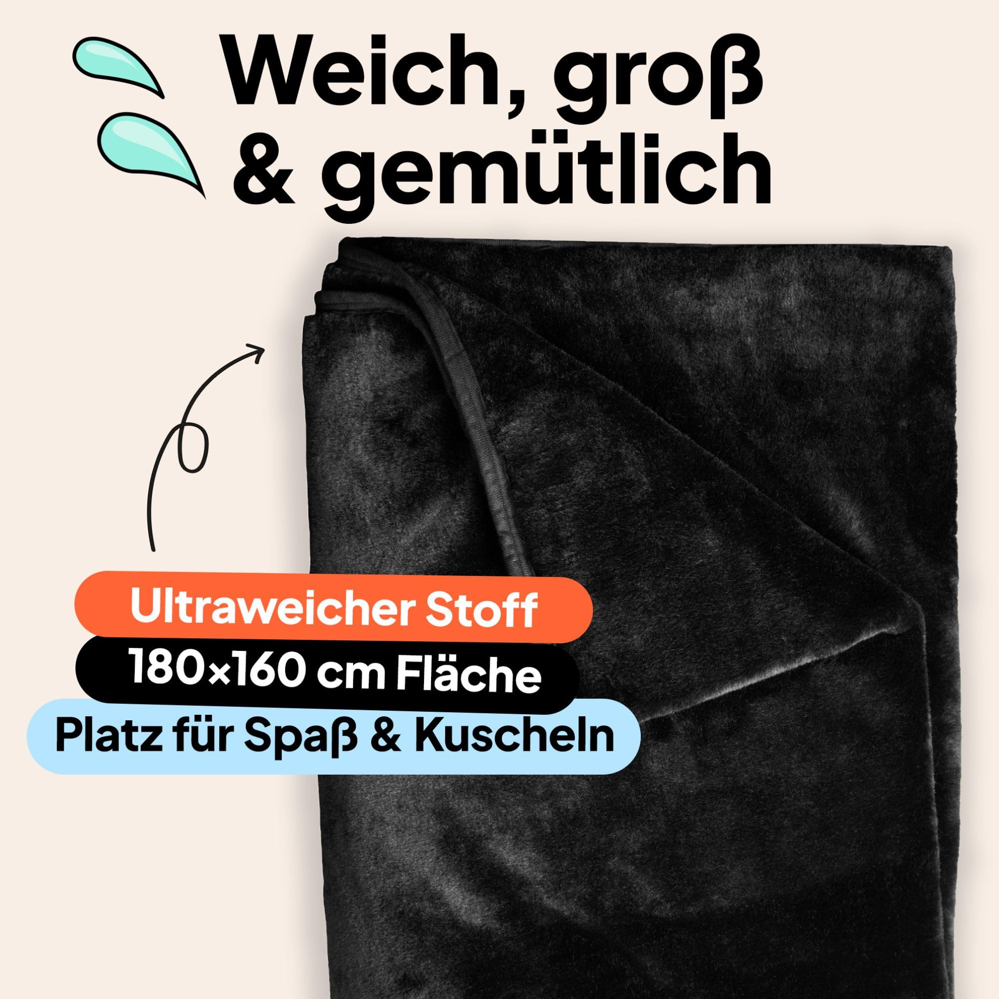 Sinful Liebesdecke Wasserdicht für Sex - 180x160 cm Schwarz