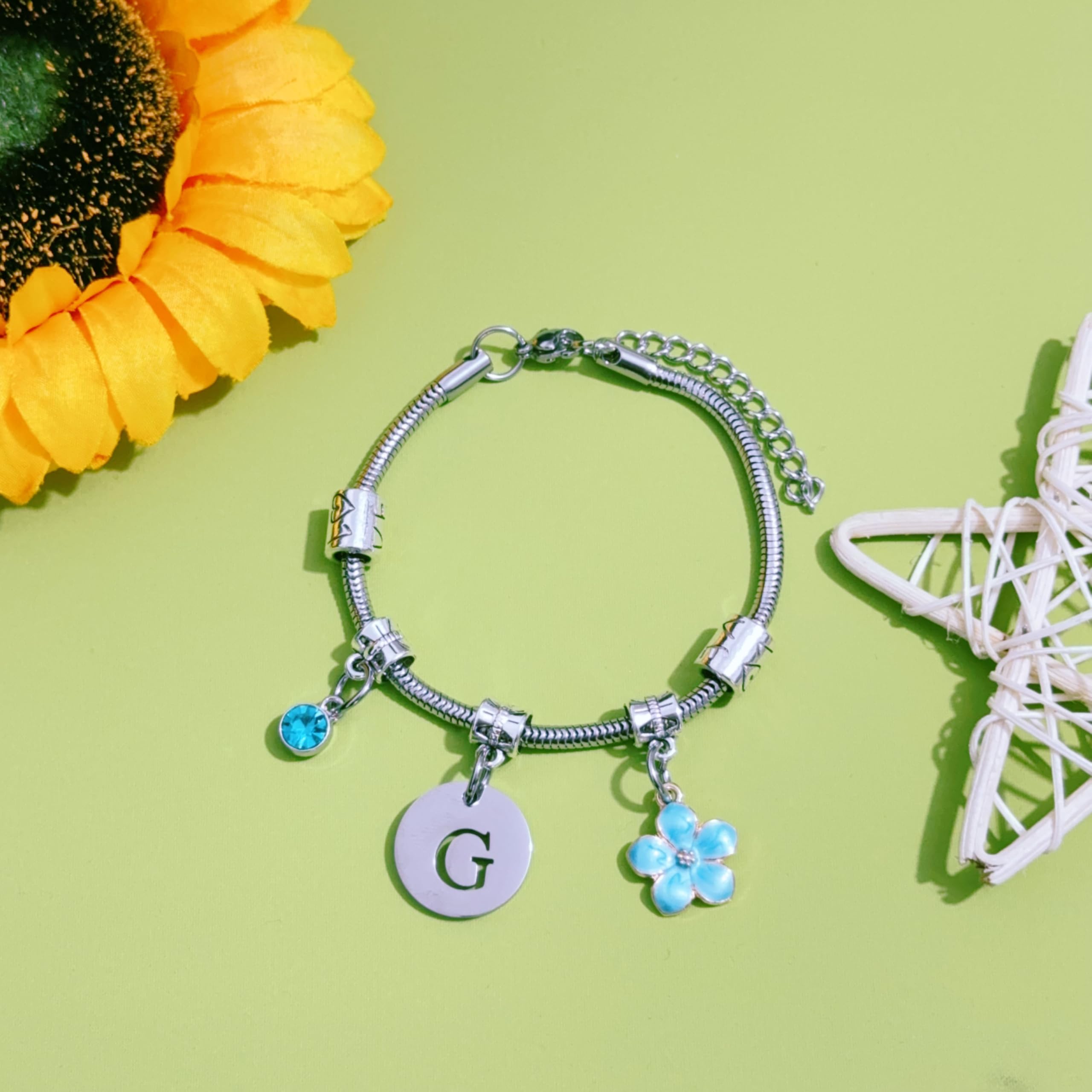 Bracciale Donna Ragazza Amica Sorella Compleanno Natale Ispirazione Regali Regolabili Ciondolo Con Lettera A-Z Colore Argento Bracciale Gioielli per Donne Ragazze