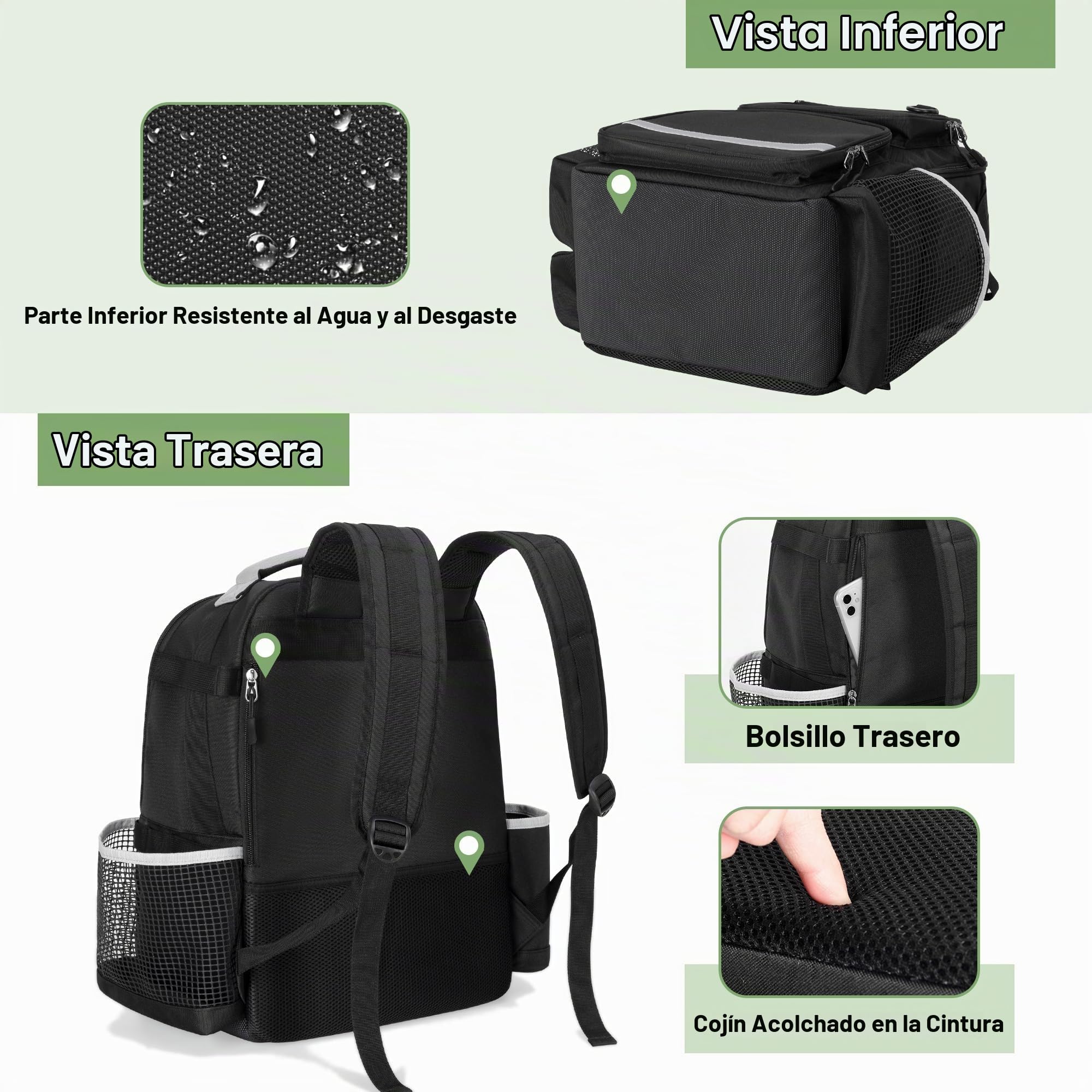 HODRANT Mochila de Limpieza, Solo la Mochila | Mochila Grande para Artículos de Limpieza con Base Rígida y Fondo Impermeable, para El Hogar y El Automóvil