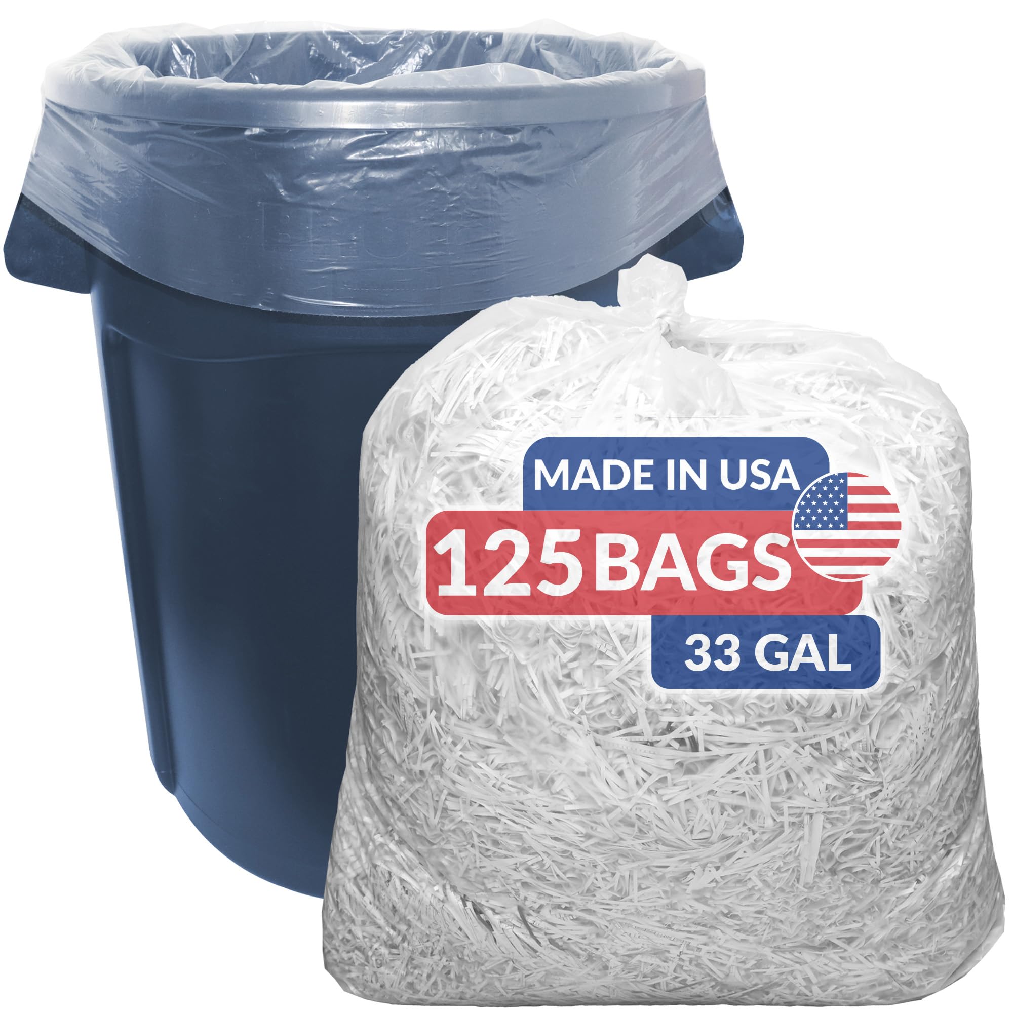 Reli. SuperValue 33 Gallon Trash Bags | 125 Count | Made in USA | Heavy Duty | Clear Multi-Use Garbage Bags
