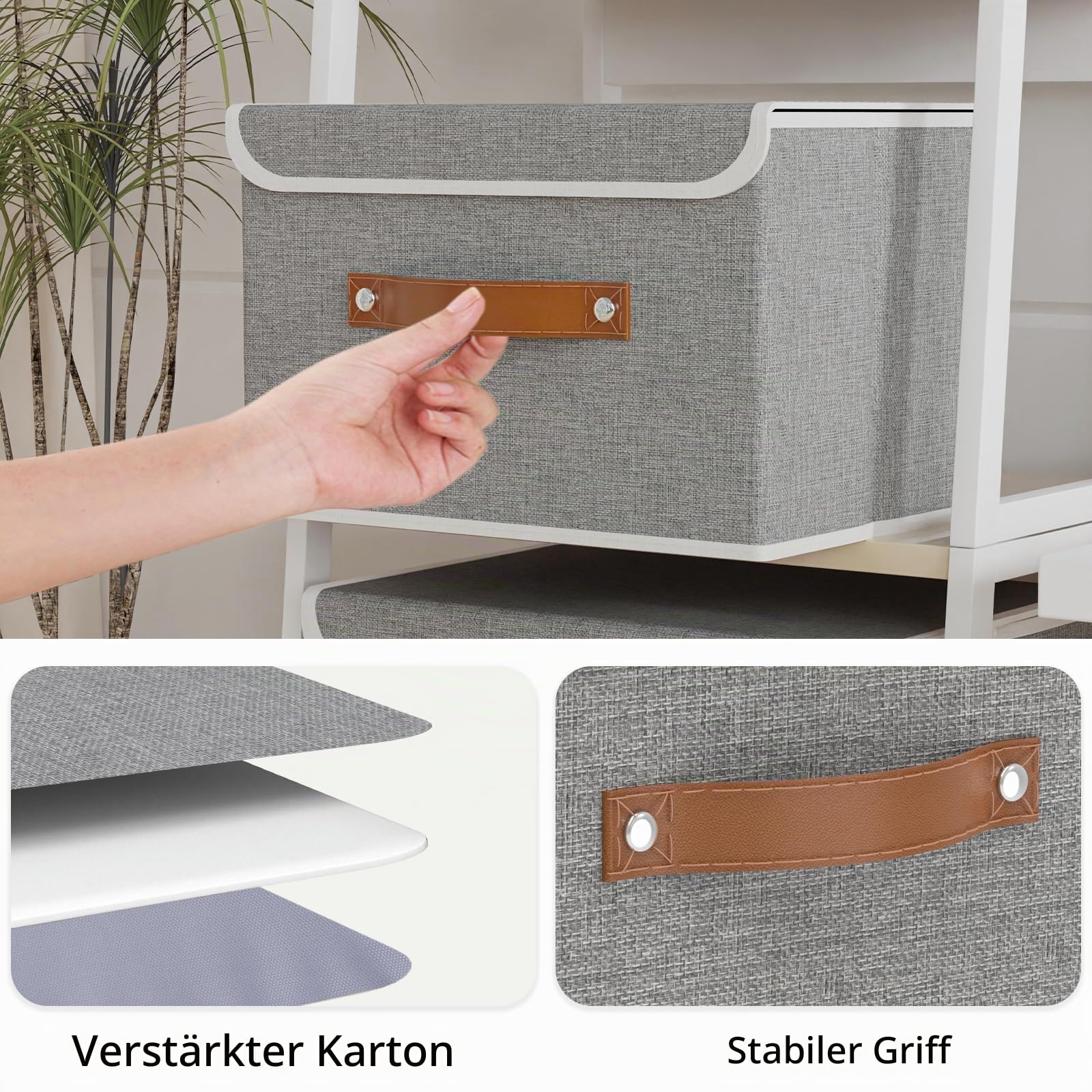OUTBROS 4 Pack Box mit Deckel, 38x25x25cm Kleiderschrank Organizer, Beige