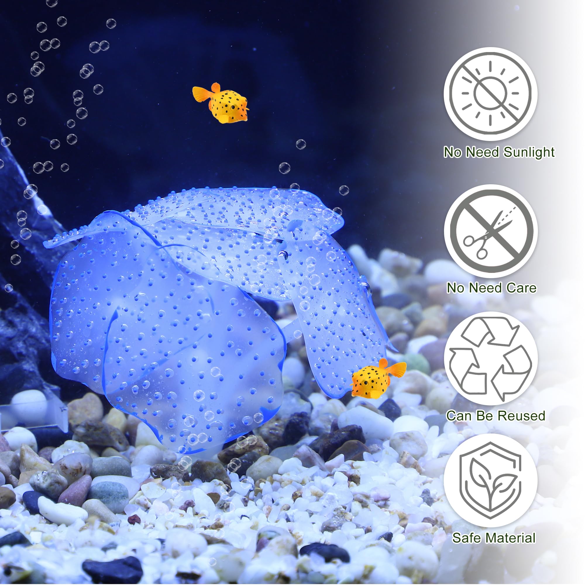 CAPASTEC Artificial Coral Ornament, Soft Silicone Glowing Fish Tank Coral with Sucker - Image 4