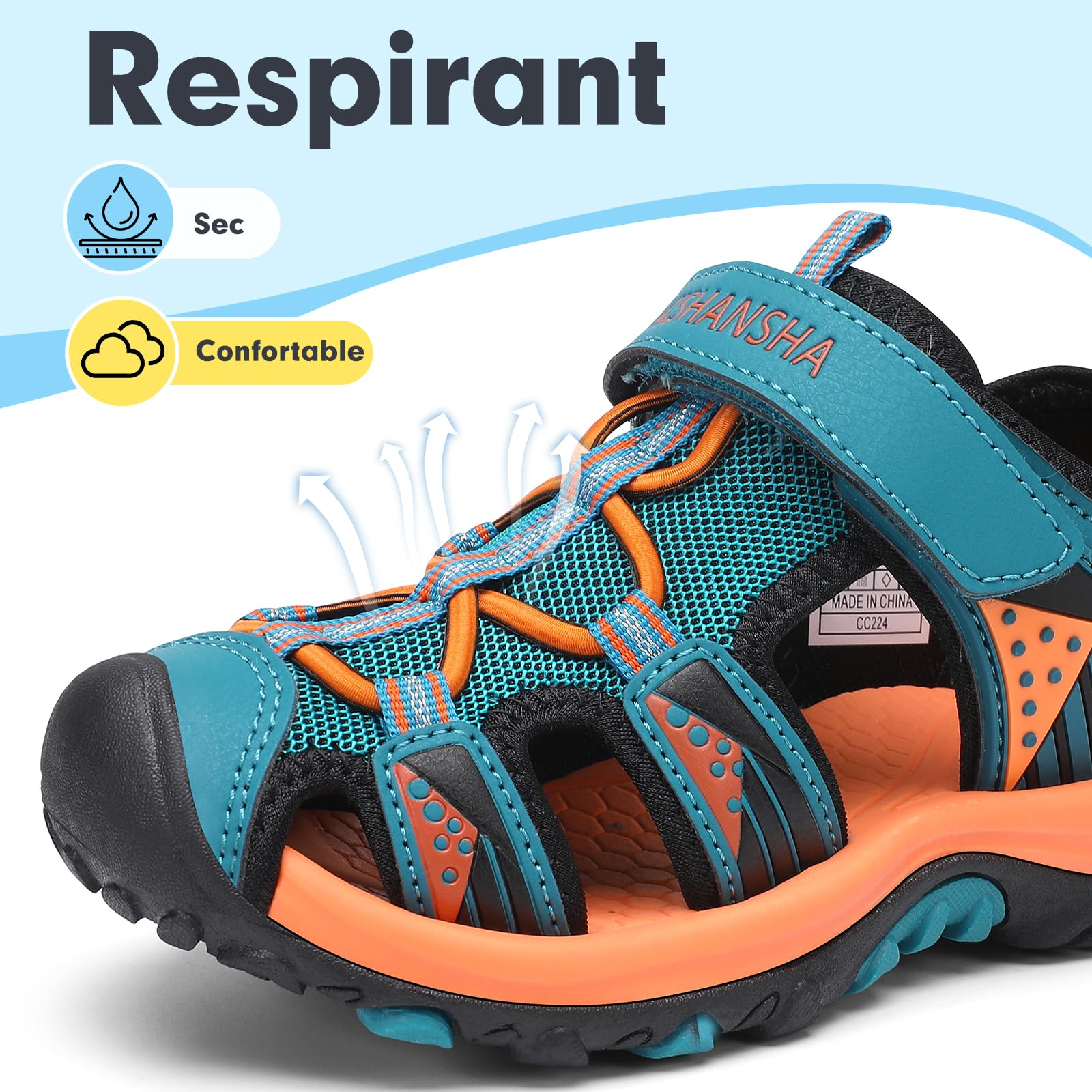 Mishansha Sandales Sport Garçon Bout Fermé Été Chaussure de Randonnée Enfants Respirantes 24-39 EU