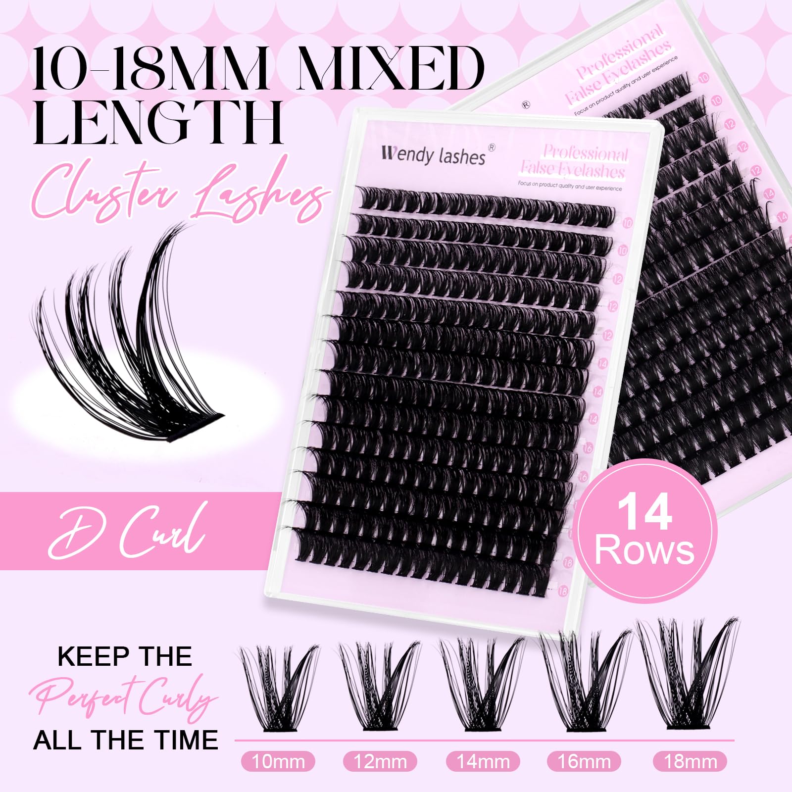 Cluster Lashes D Curl Individual Eyelashes Natural 80D-10-18mm Mixed Wispy Lash Clusters Reusable DIY Lash Extension at Home(FKDP-lash-80D-D) - Image 2