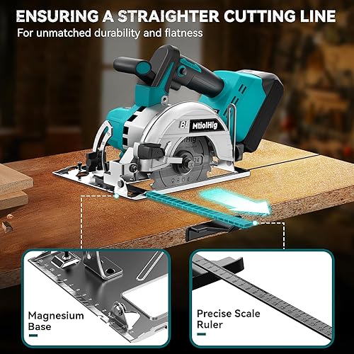 Miniatura 5 de Sierra circular inalámbrica de 5 pulgadas para batería Makita de 18 V, sierra compacta sin escobillas de 6000 RPM, profundidad máxima de corte de