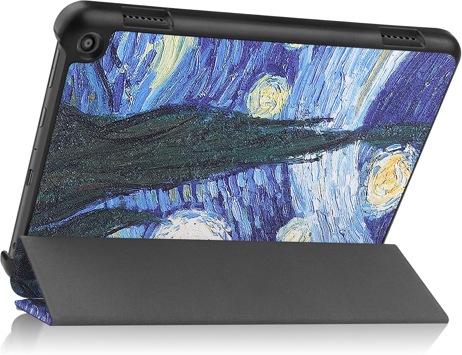 Case for Amazon Kindle Fire HD 8 & Fire HD 8 Plus (12th/10th Gen, 2024/2022/2020 Release) 8", UUcovers Trifold Stand Hard Bumper Shockproof Smart Cover with Auto Wake/Sleep, Starry Night Van Gogh
